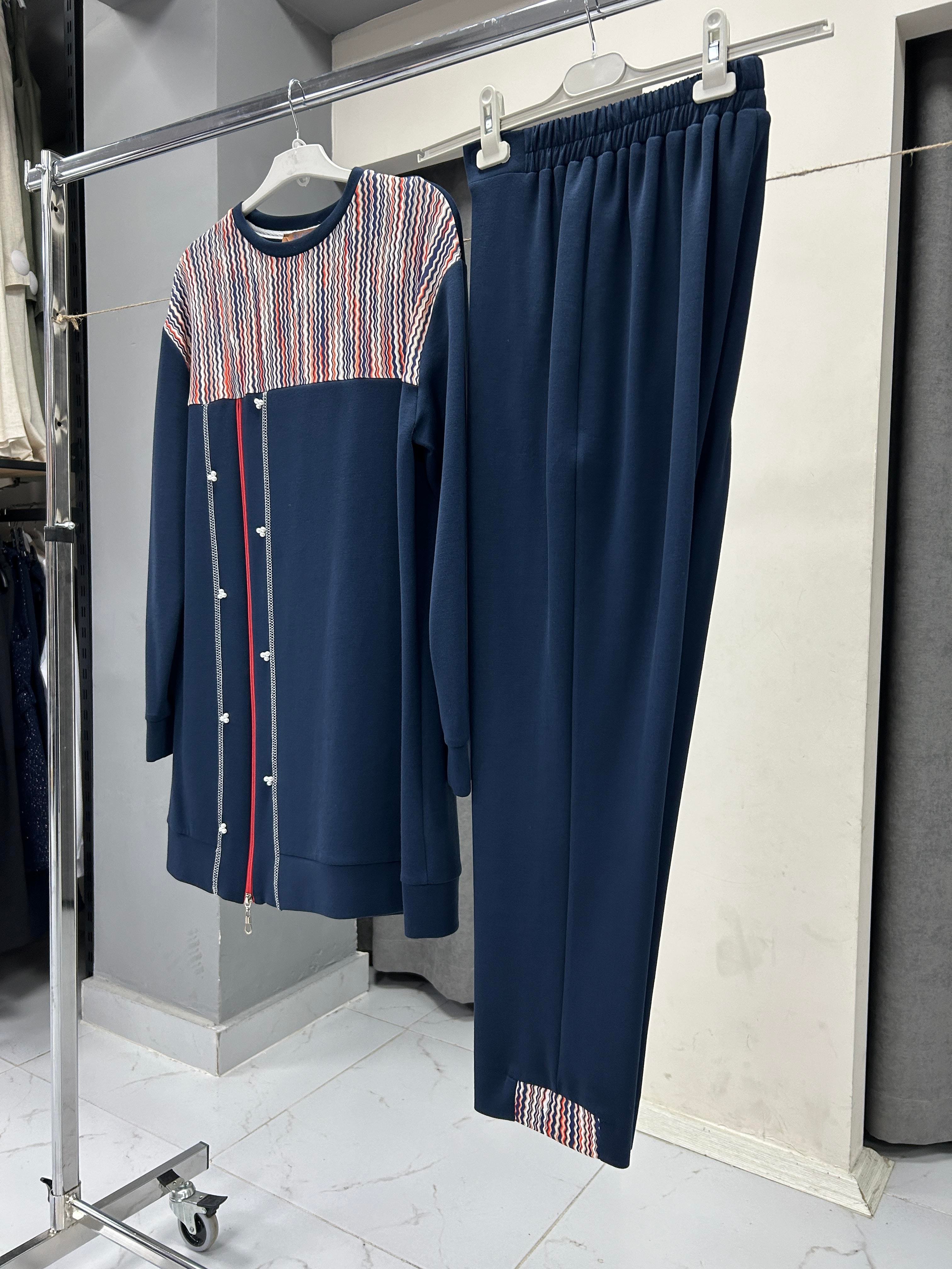 2717-TP-25Y BLUEVA BAMBU MODAL TUNİK PANTOLONLU TAKIM - LACİVERT