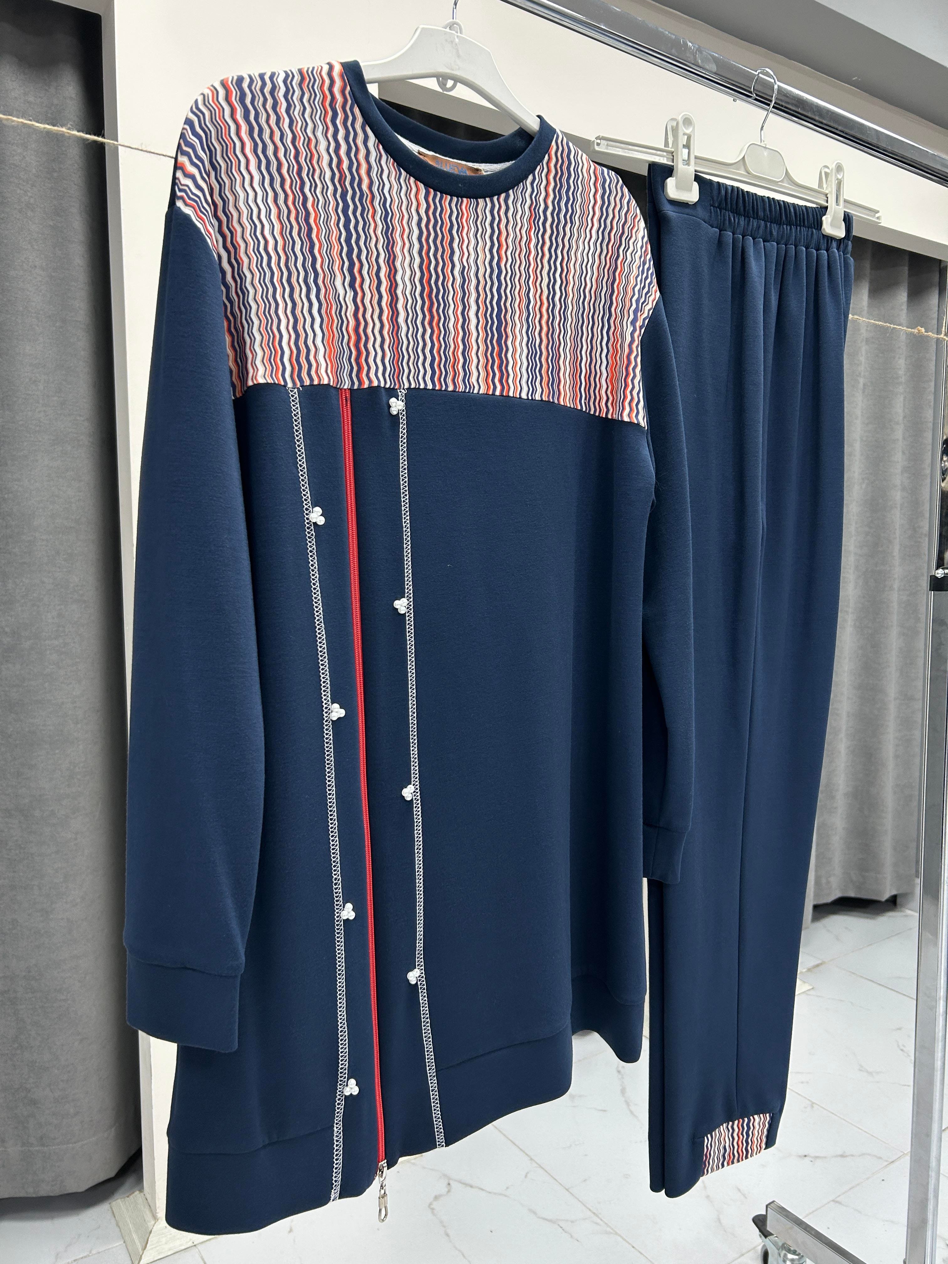 2717-TP-25Y BLUEVA BAMBU MODAL TUNİK PANTOLONLU TAKIM - LACİVERT