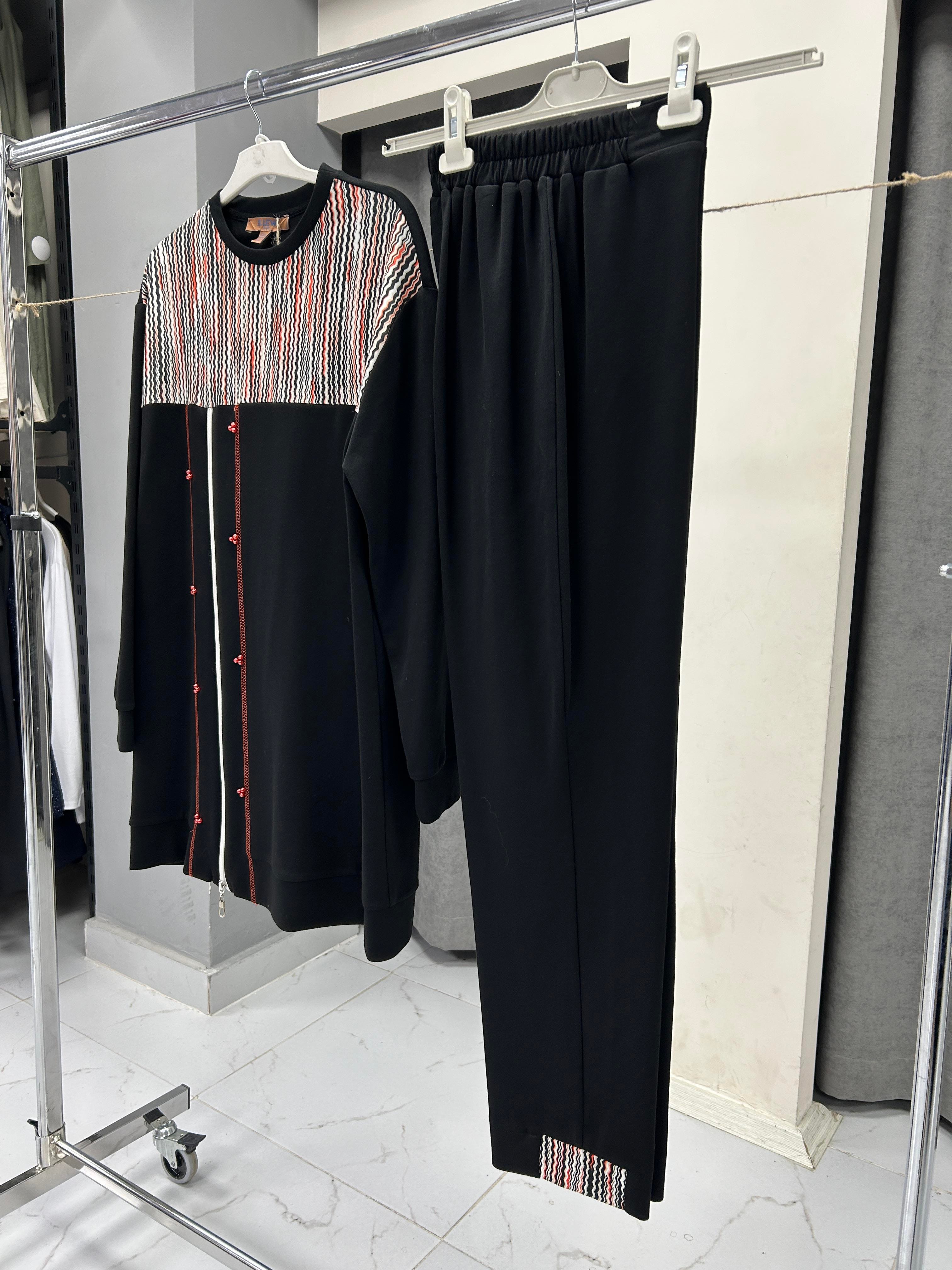 2717-TP-25Y BLUEVA BAMBU MODAL TUNİK PANTOLONLU TAKIM - SİYAH