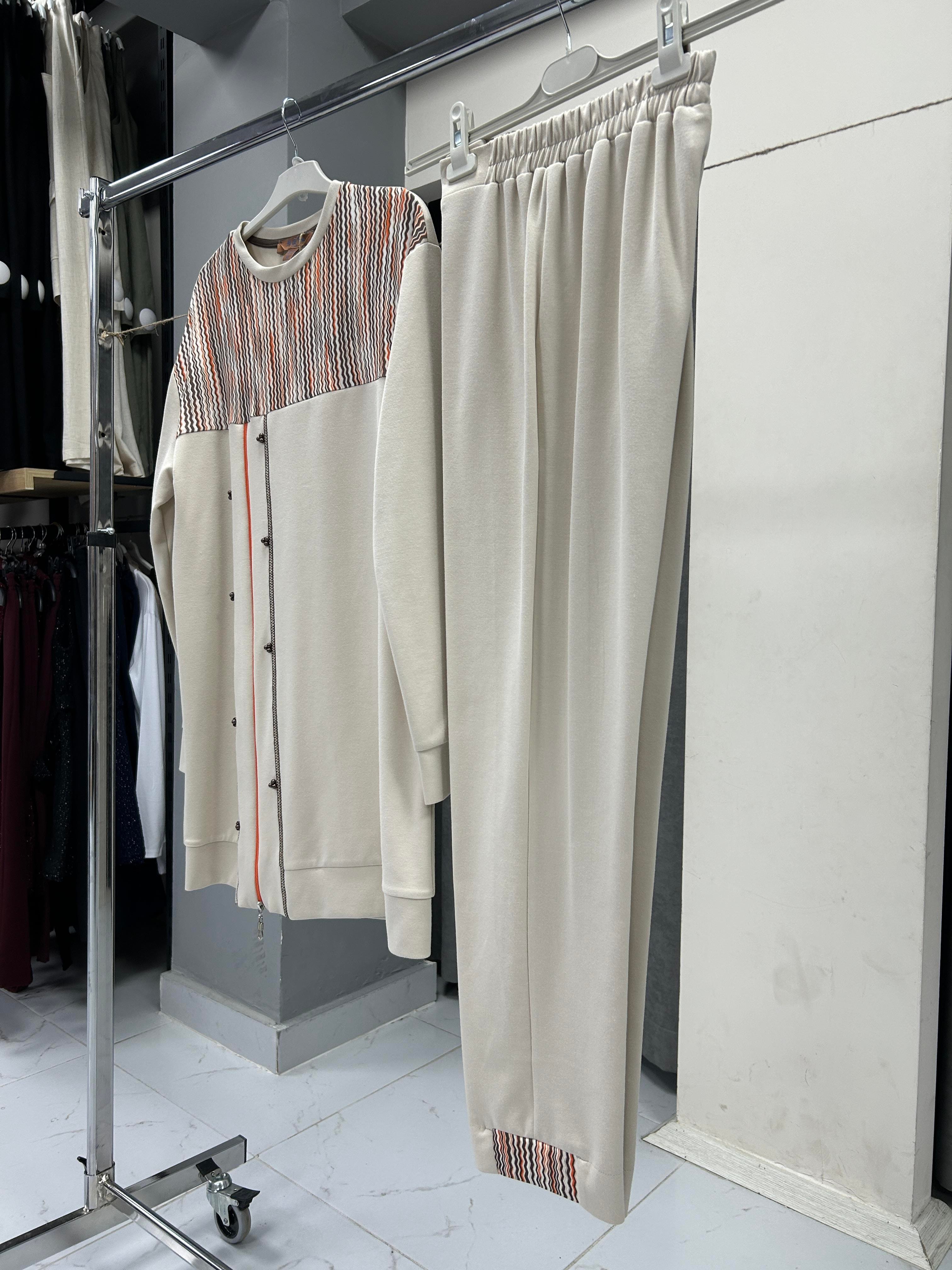 2717-TP-25Y BLUEVA BAMBU MODAL TUNİK PANTOLONLU TAKIM - BEJ