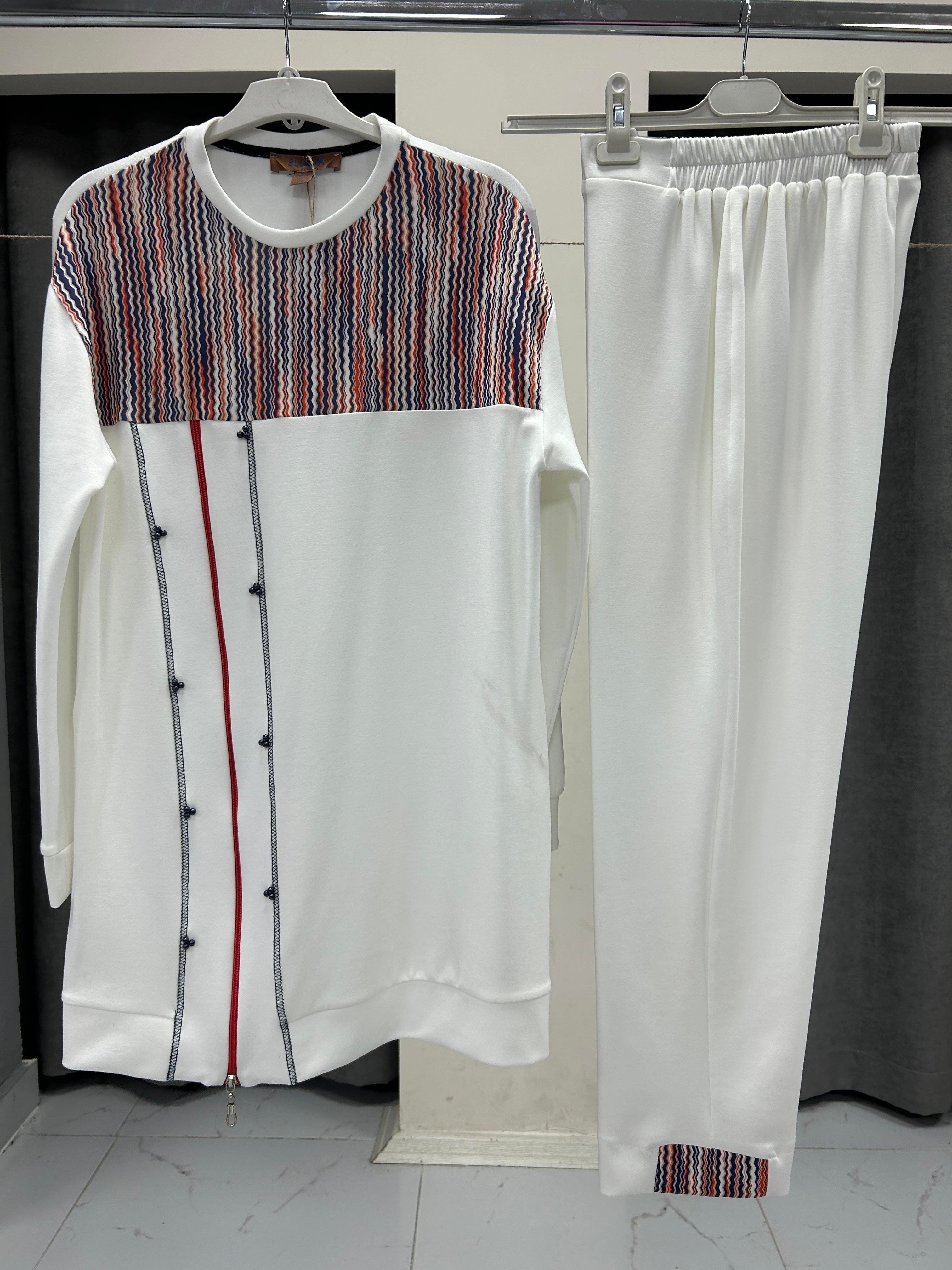 2717-TP-25Y BLUEVA BAMBU MODAL TUNİK PANTOLONLU TAKIM - EKRU