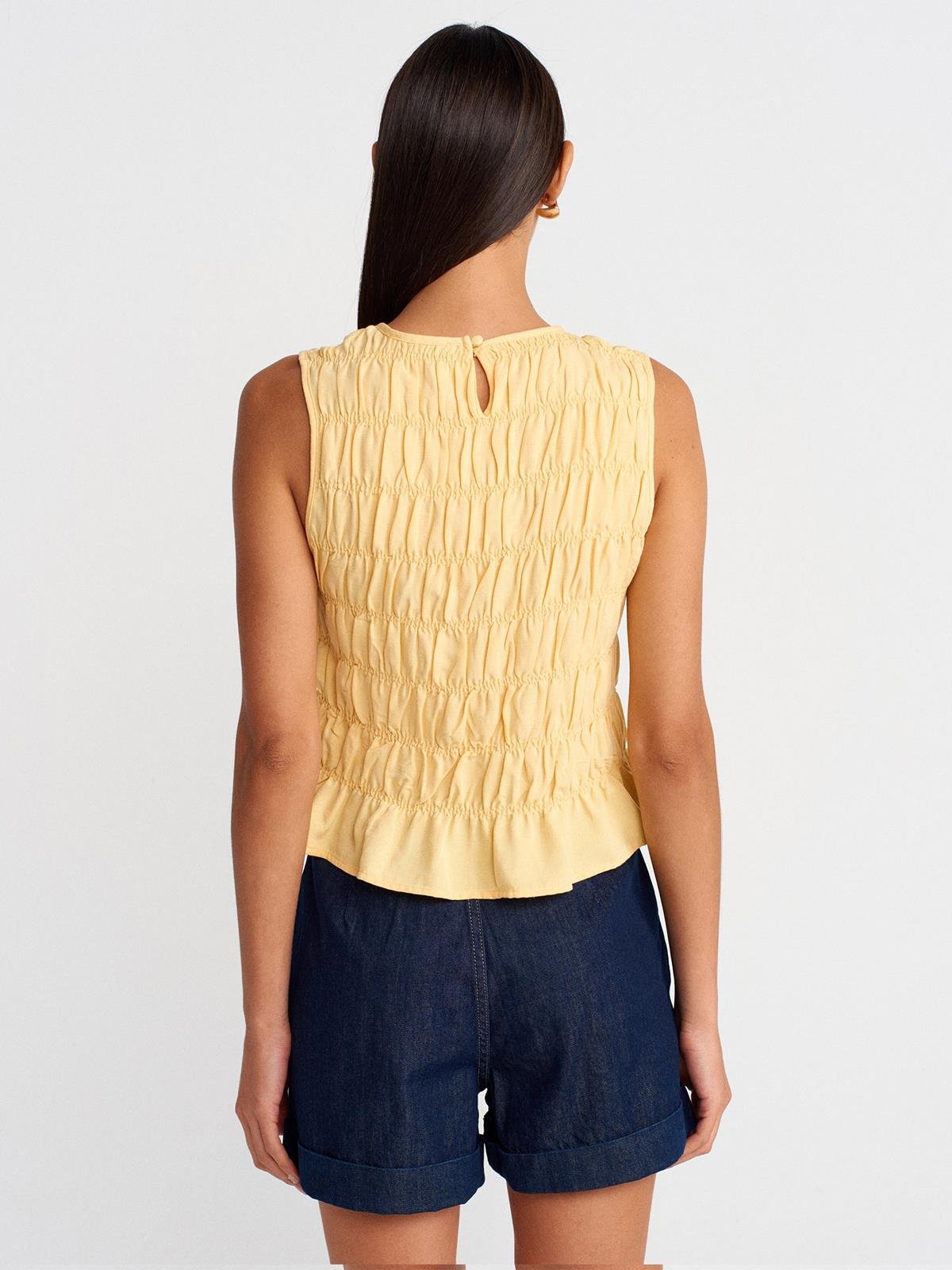 KOLSUZ CROP BLUZ (SARI)