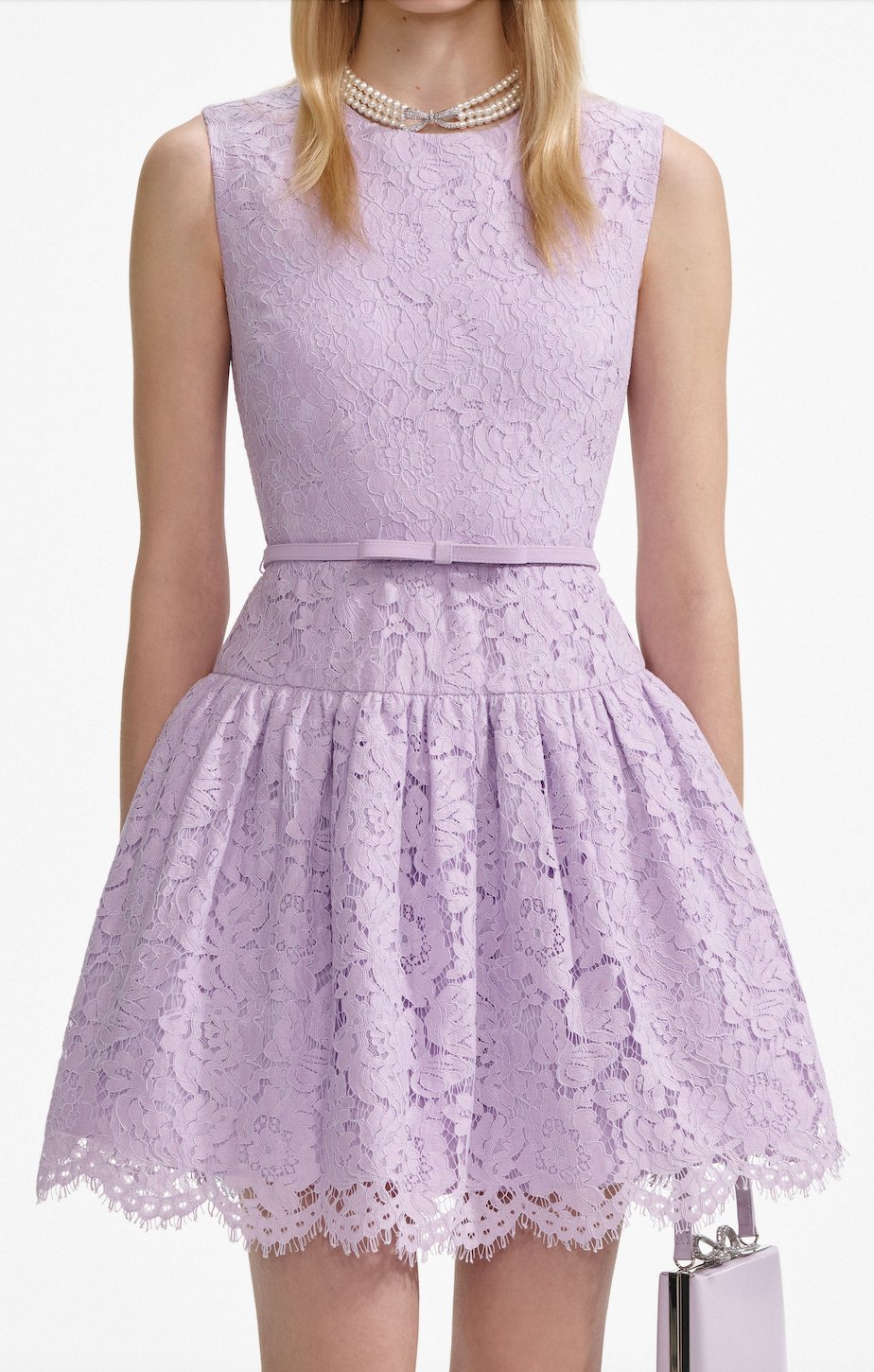 Purple Lace Belted Mini Dress