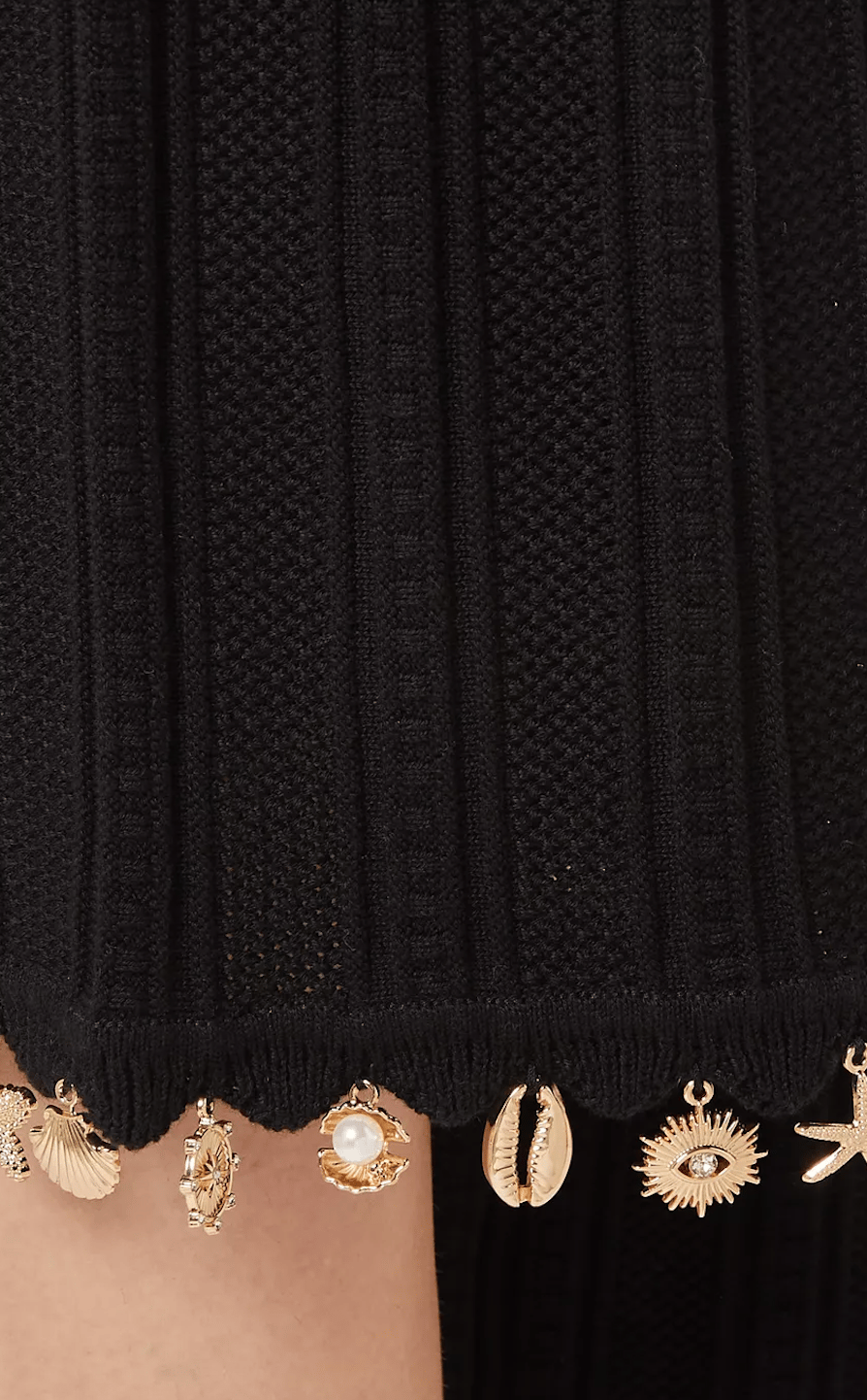 Premium Charm Detaylı Siyah Triko Pantolon ve Hırka Takım