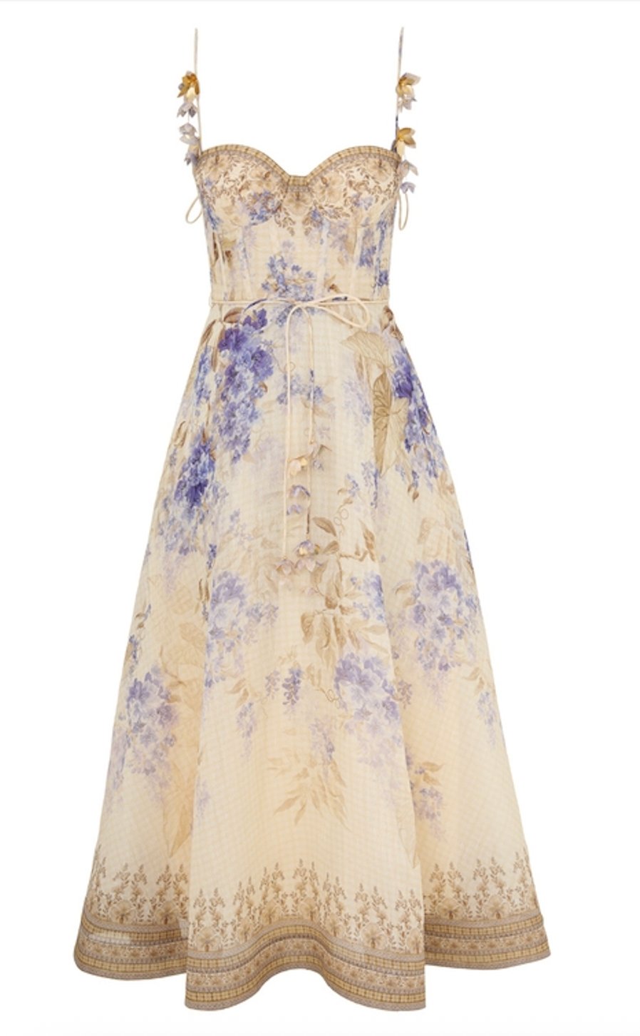Designer Floral Appliqued Midi Dress