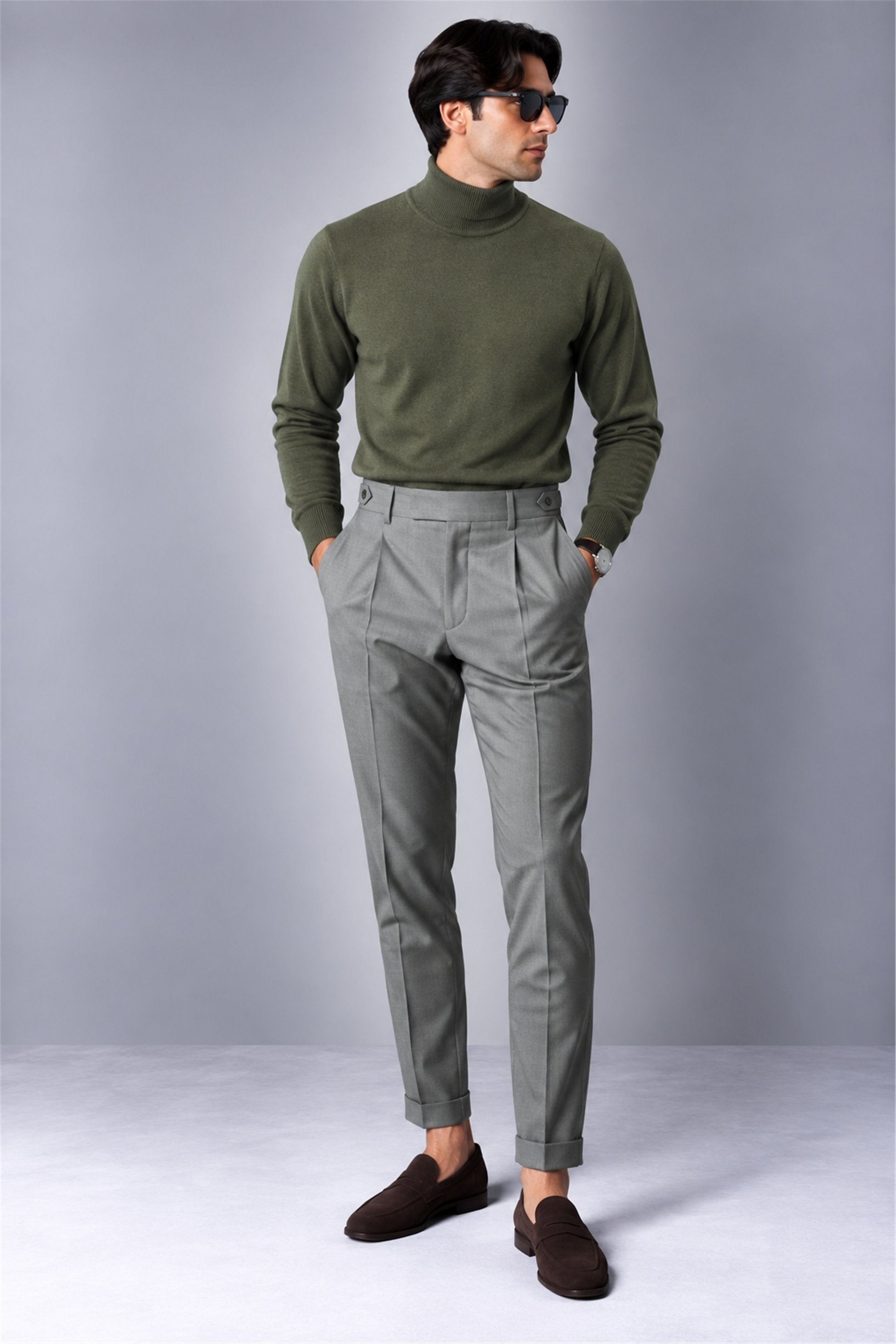 Cotton Cashmere High Neck Knit