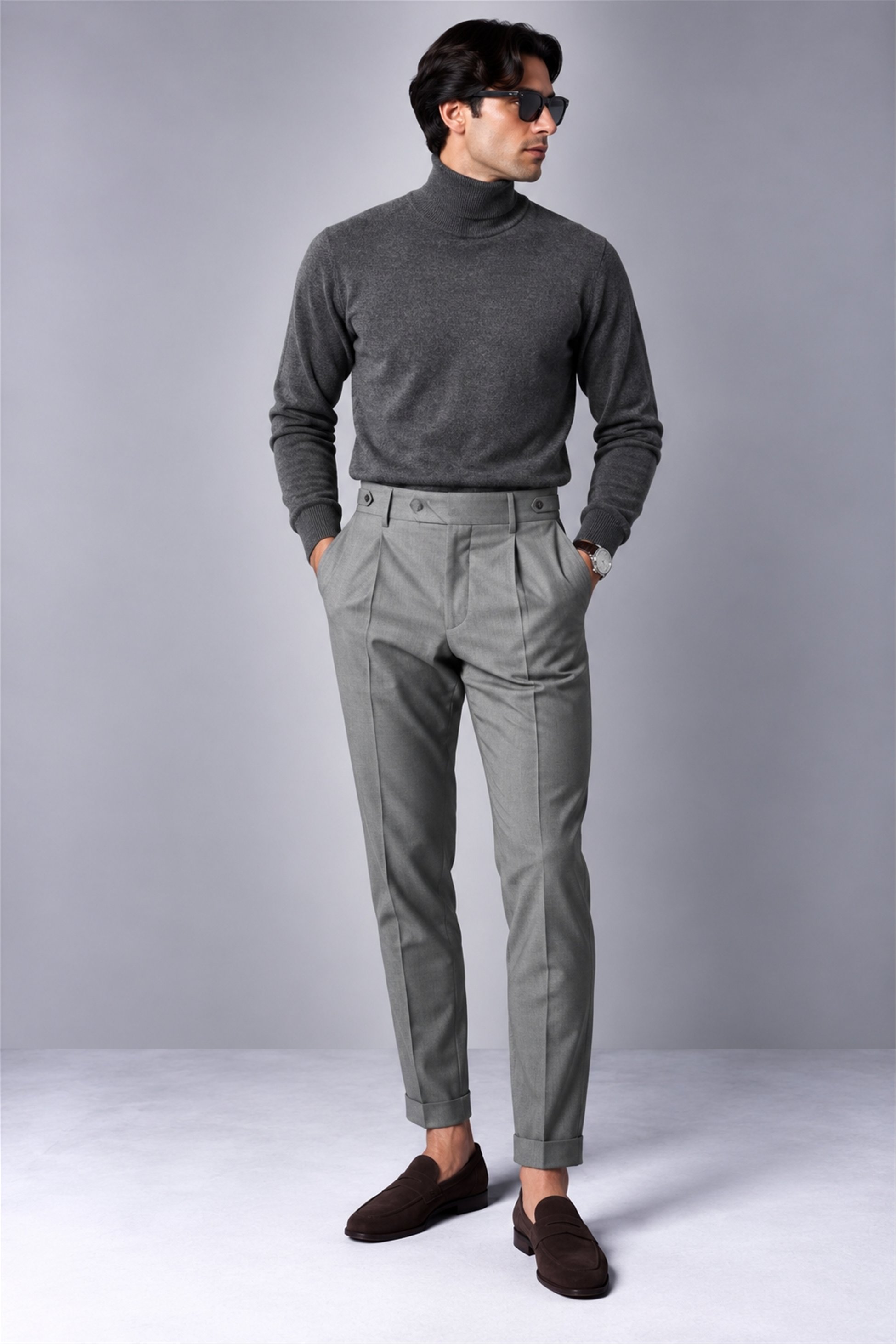 Cotton Cashmere High Neck Knit