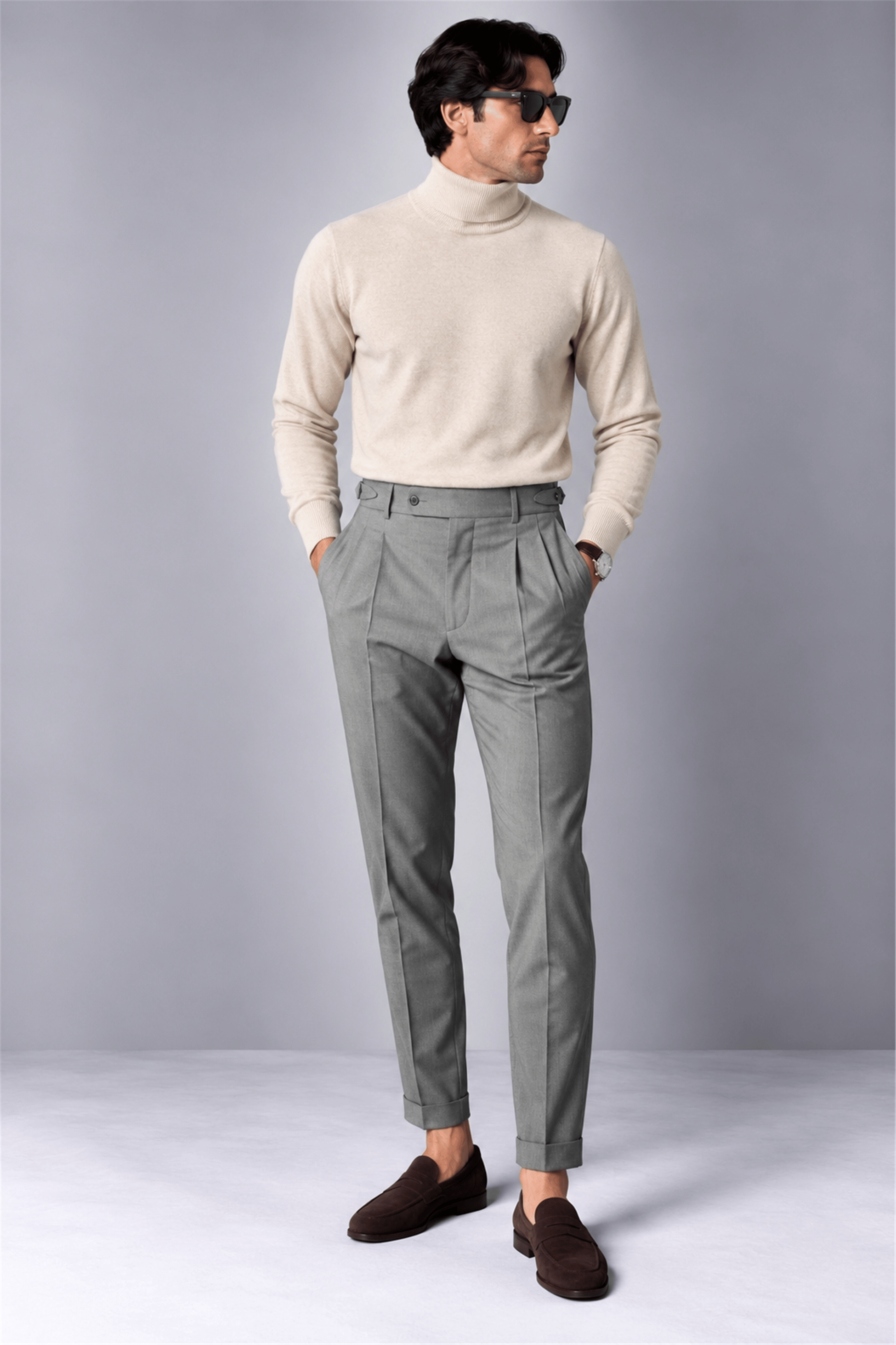 Cotton Cashmere High Neck Knit