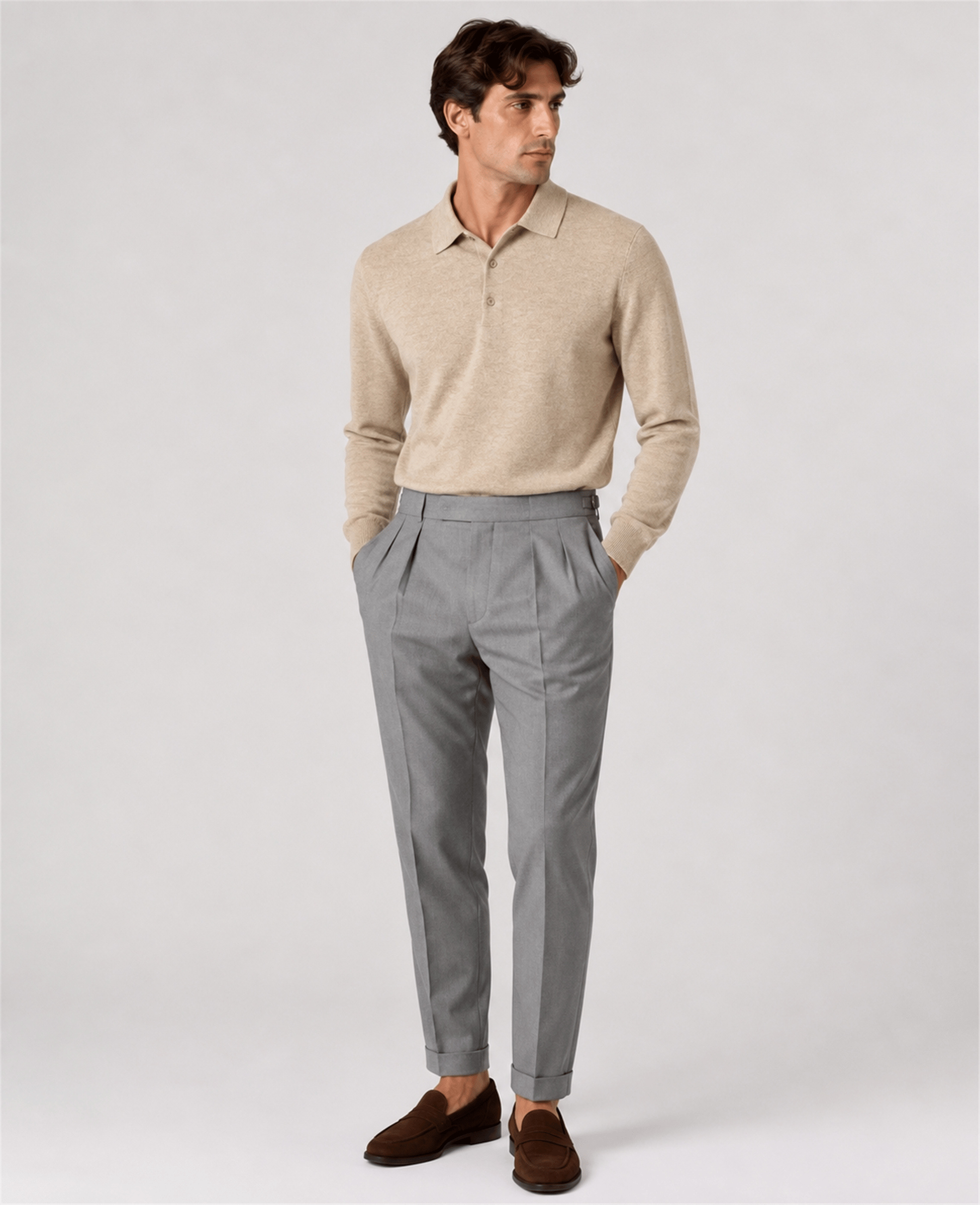 Cotton Cashmere Polo Knit