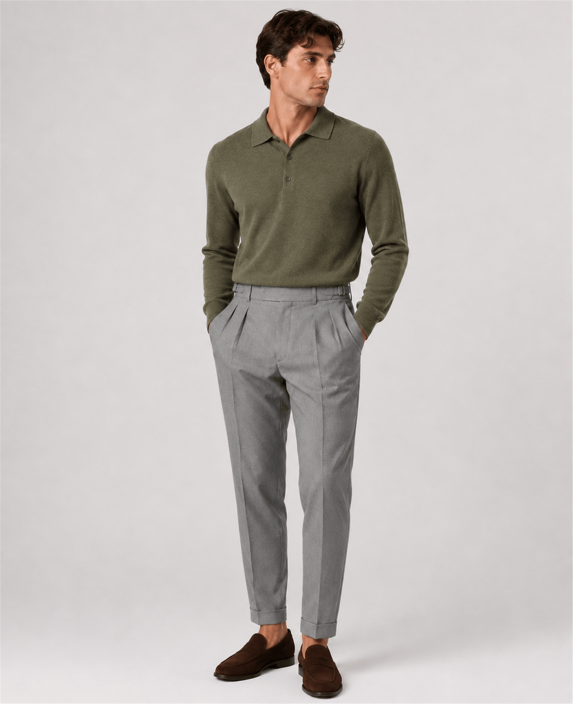 Cotton Cashmere Polo Knit