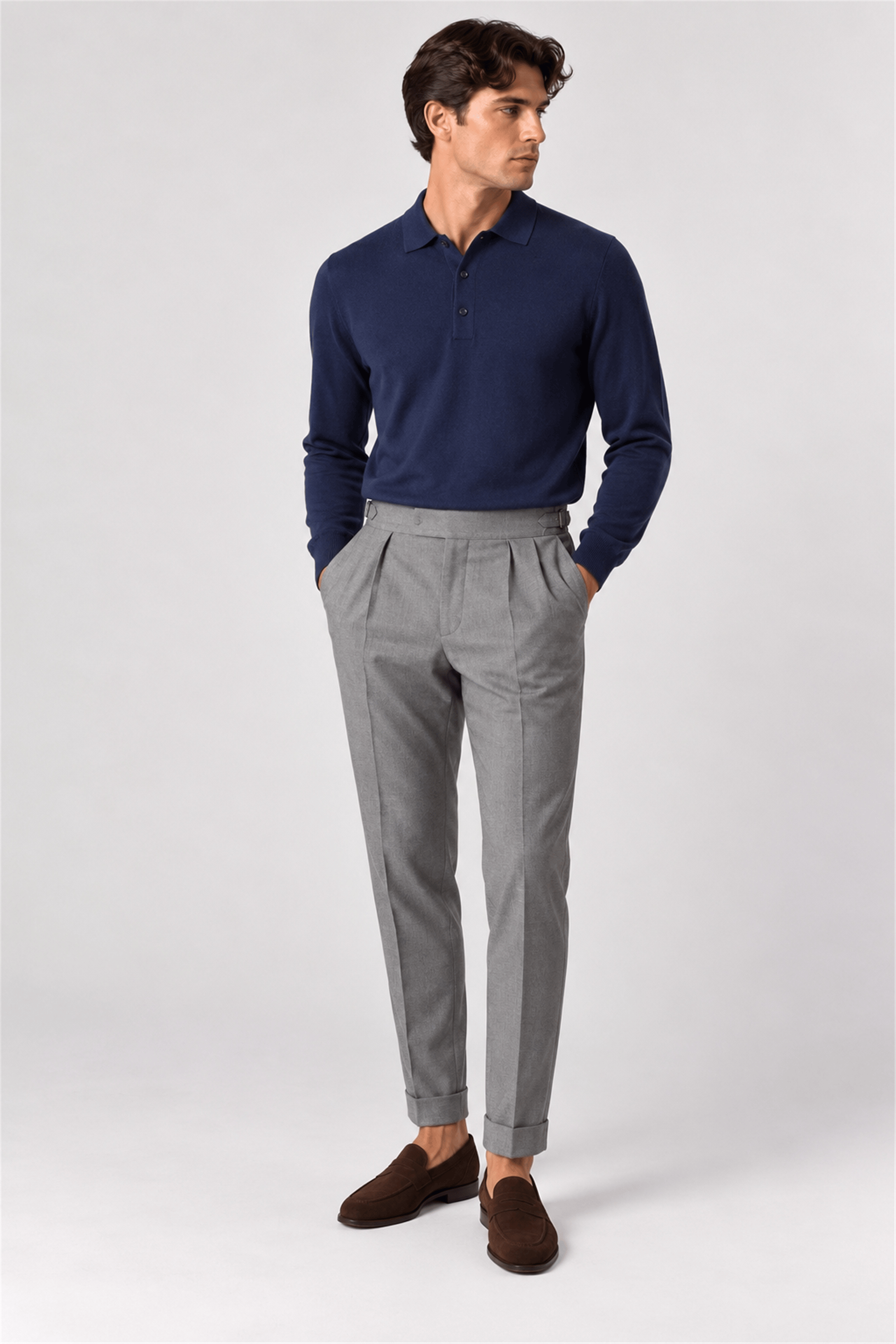 Cotton Cashmere Polo Knit