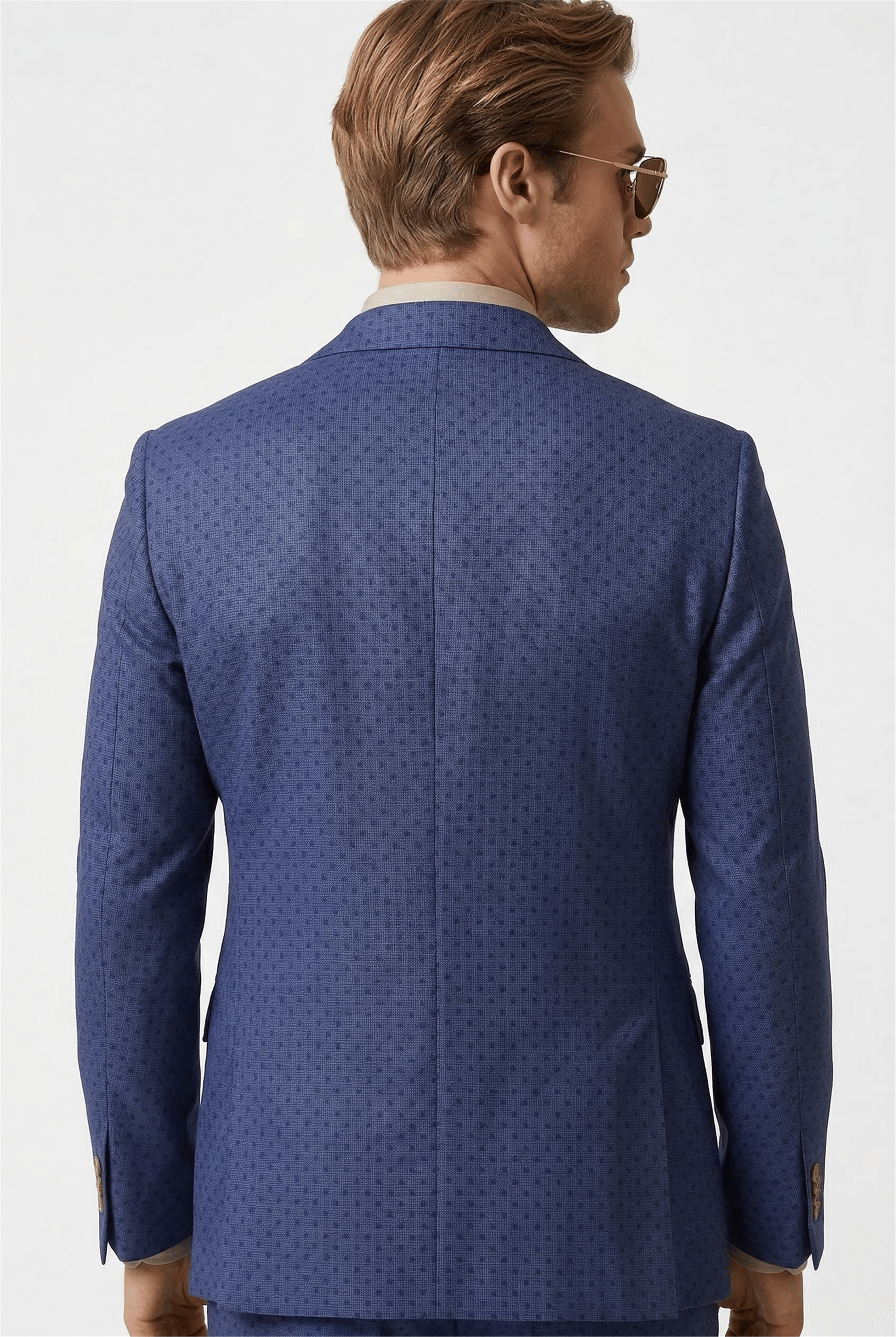 Karakaşlı Bordo- Mavi Polka Dot Blazer