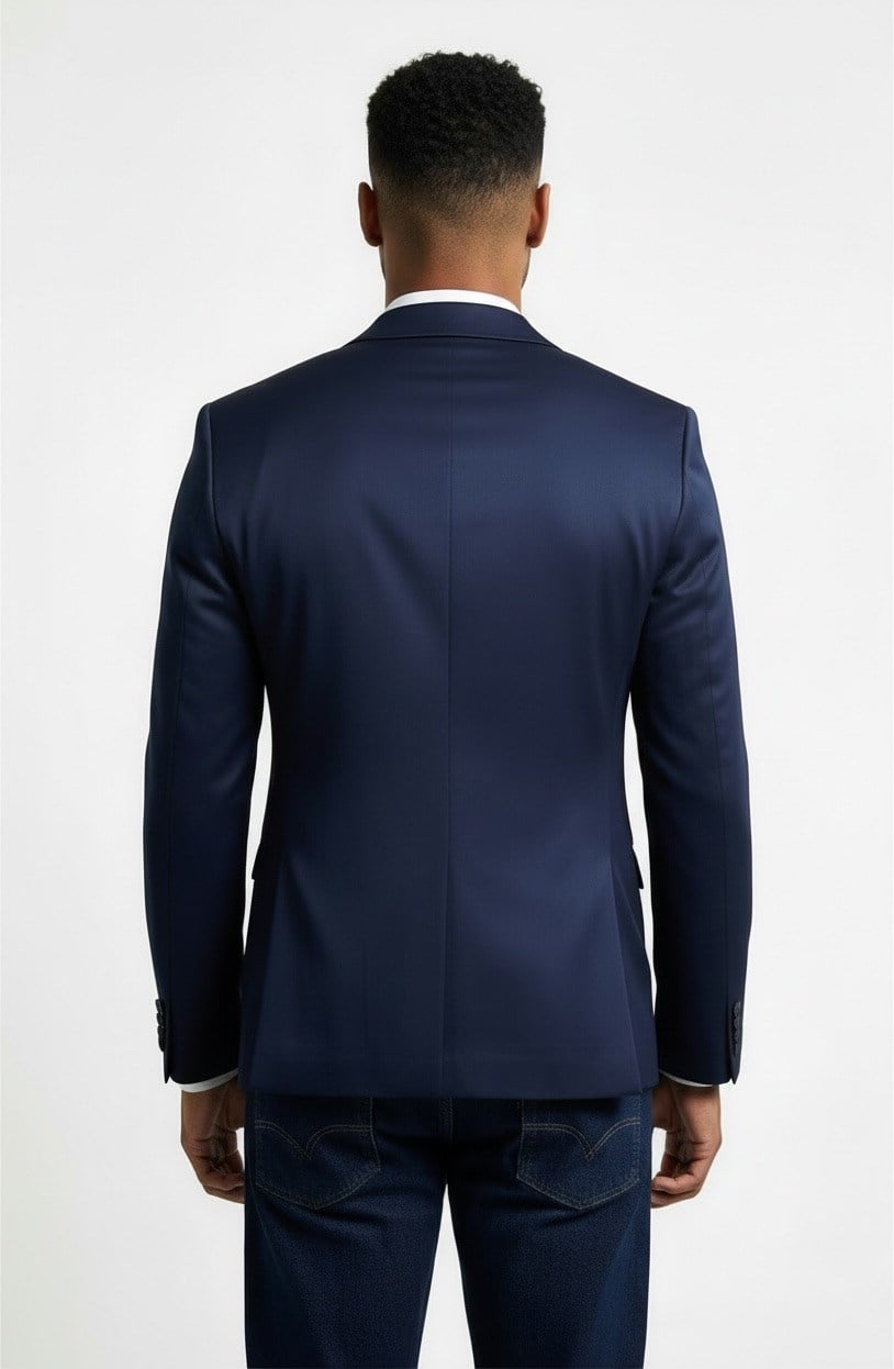 Karakaşlı Lacivert Satin Smokin Blazer Ceket