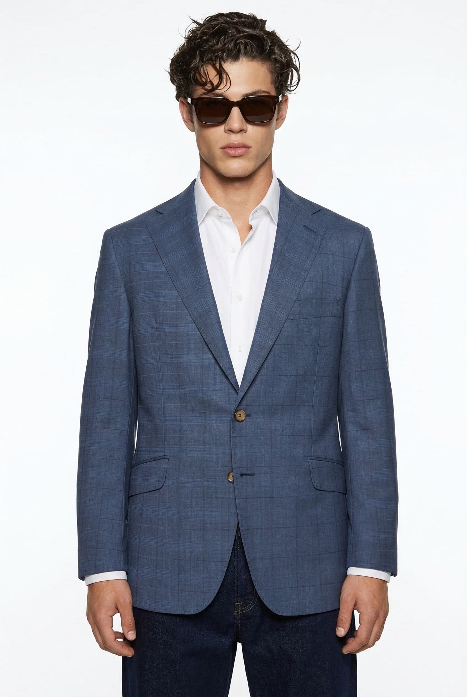 Karakaşlı Mavi Kareli Blazer