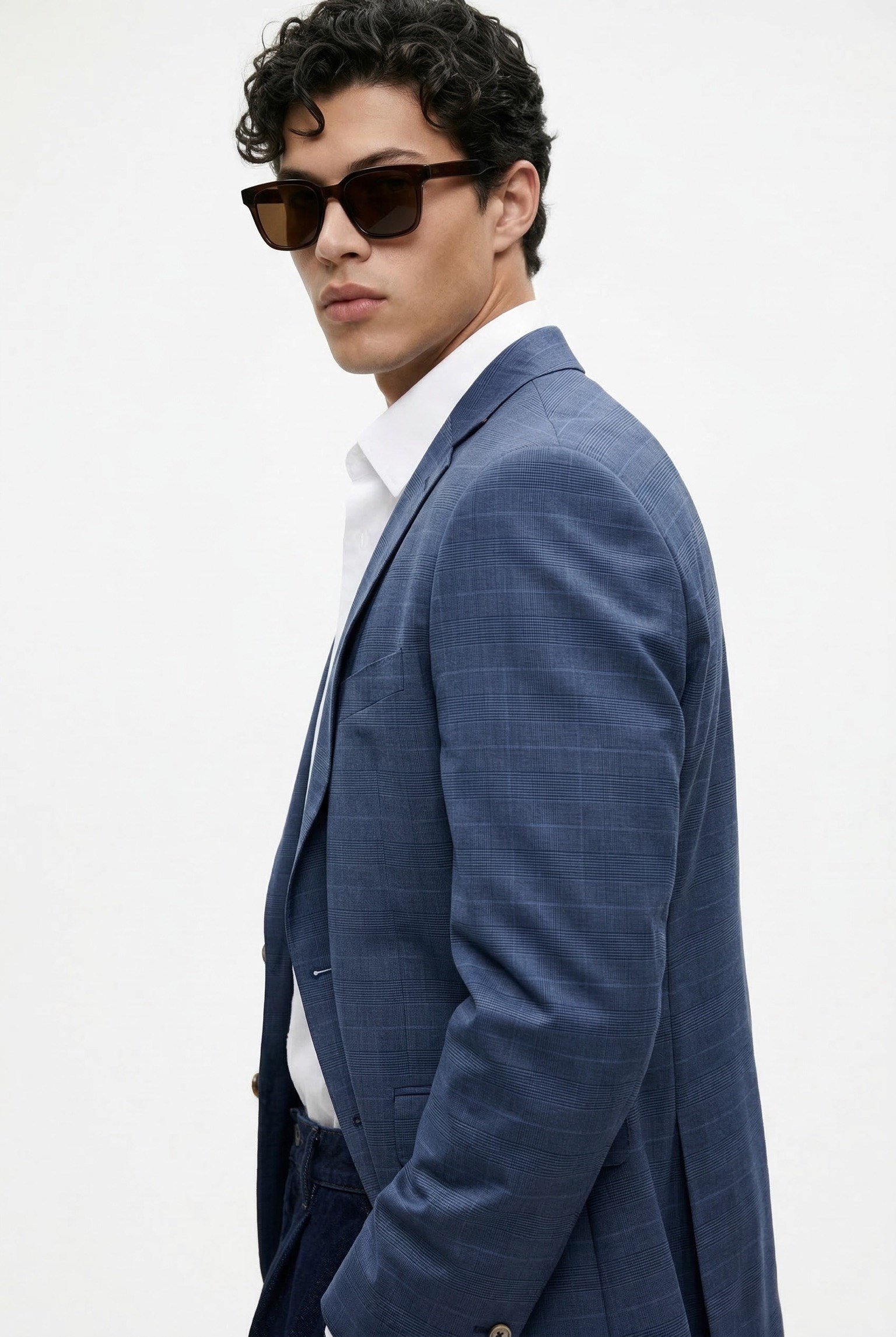 Karakaşlı Mavi Kareli Blazer