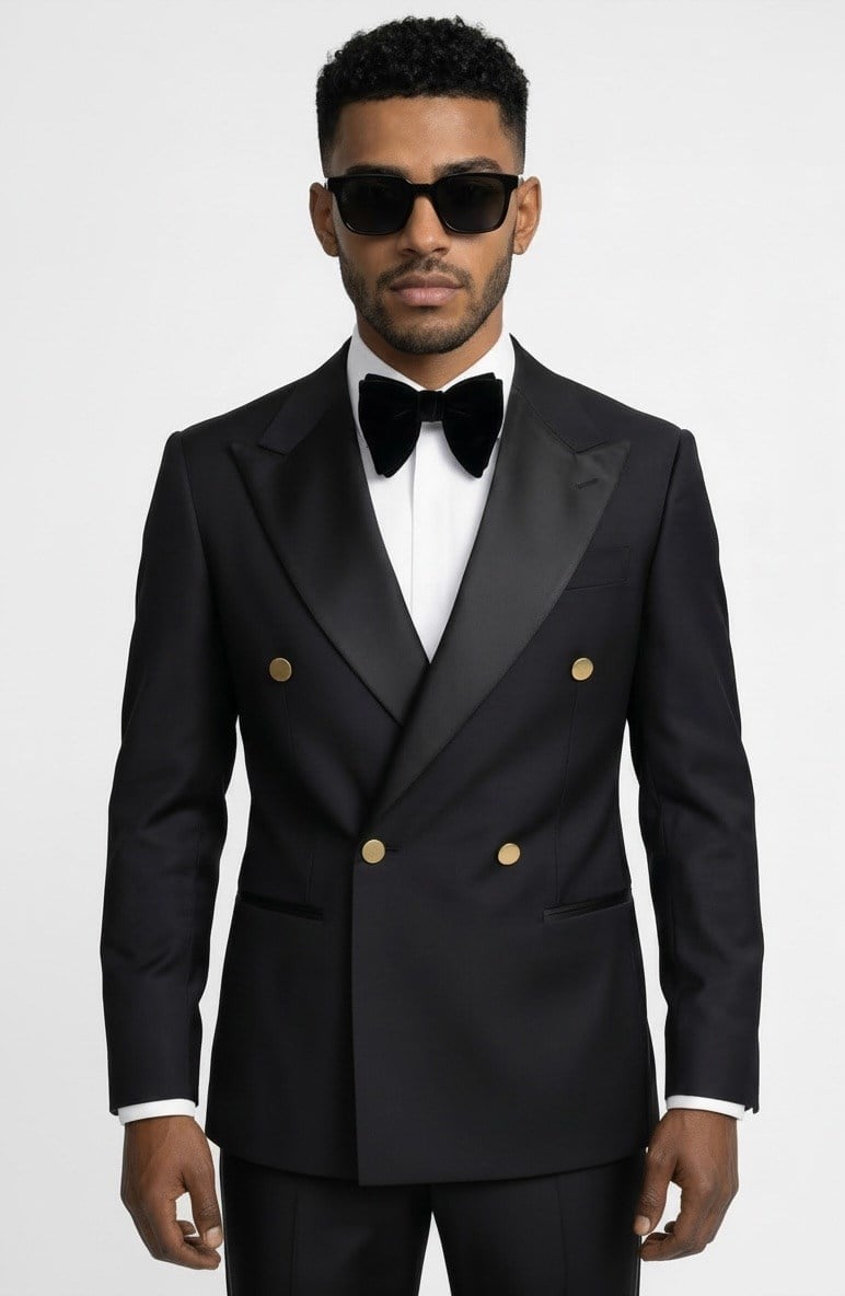 Karakaşlı Siyah Double- Breasted Smokin Ceket