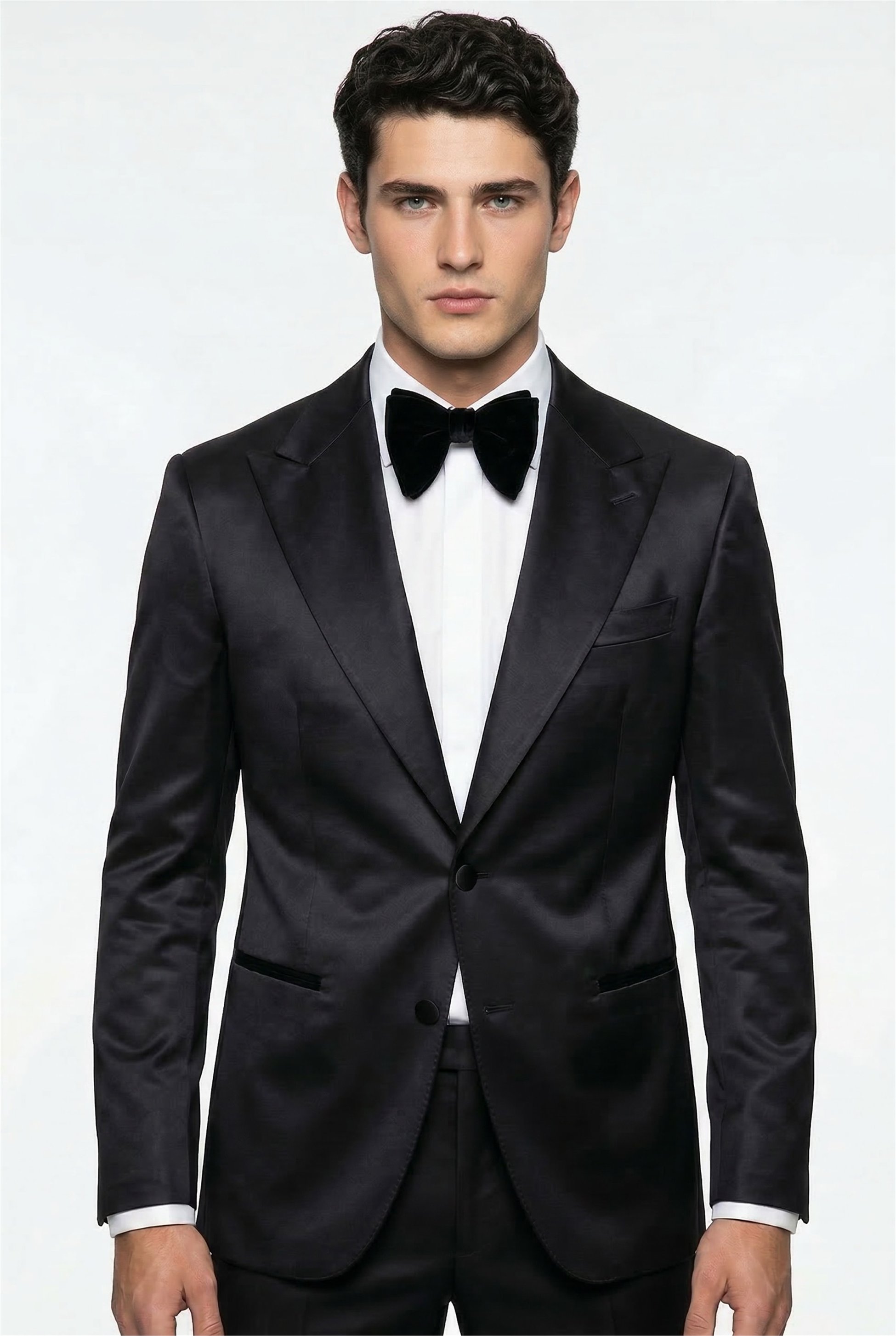 Karakaşlı Siyah Satin Smokin Blazer Ceket