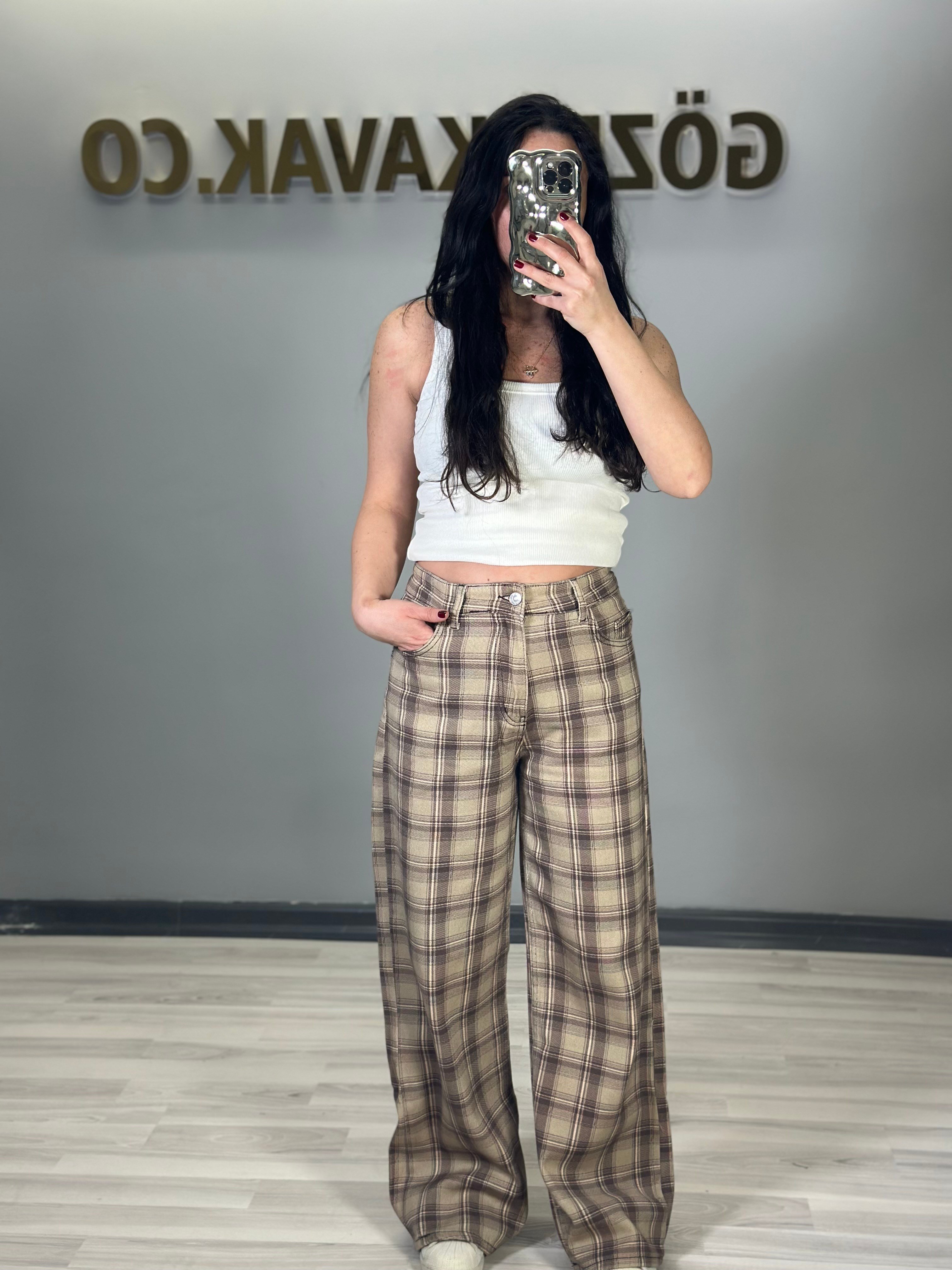  KARELİ YÜKSEL BEL PANTOLON