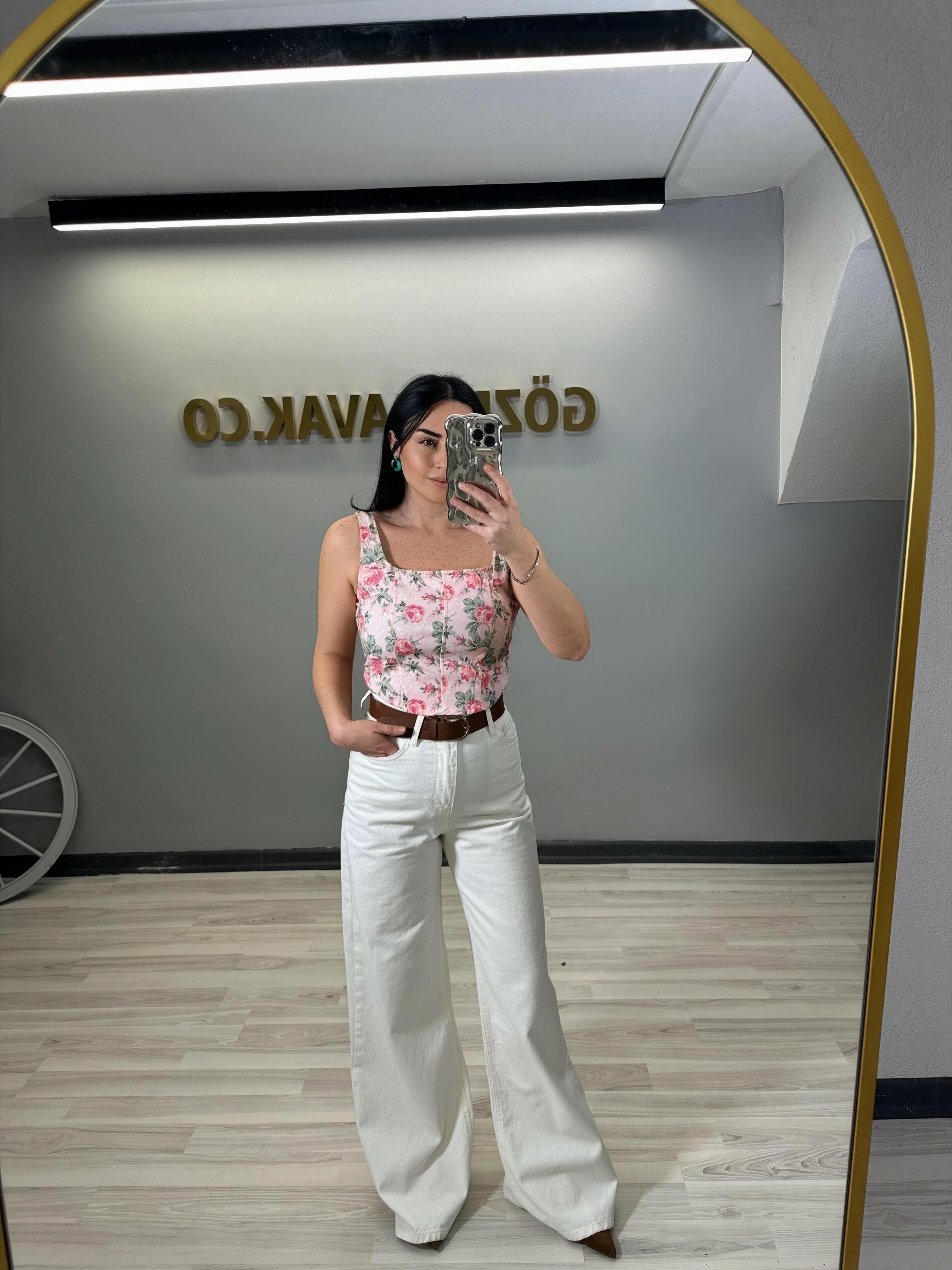 EKRU KEMERLİ BAGGY JEAN