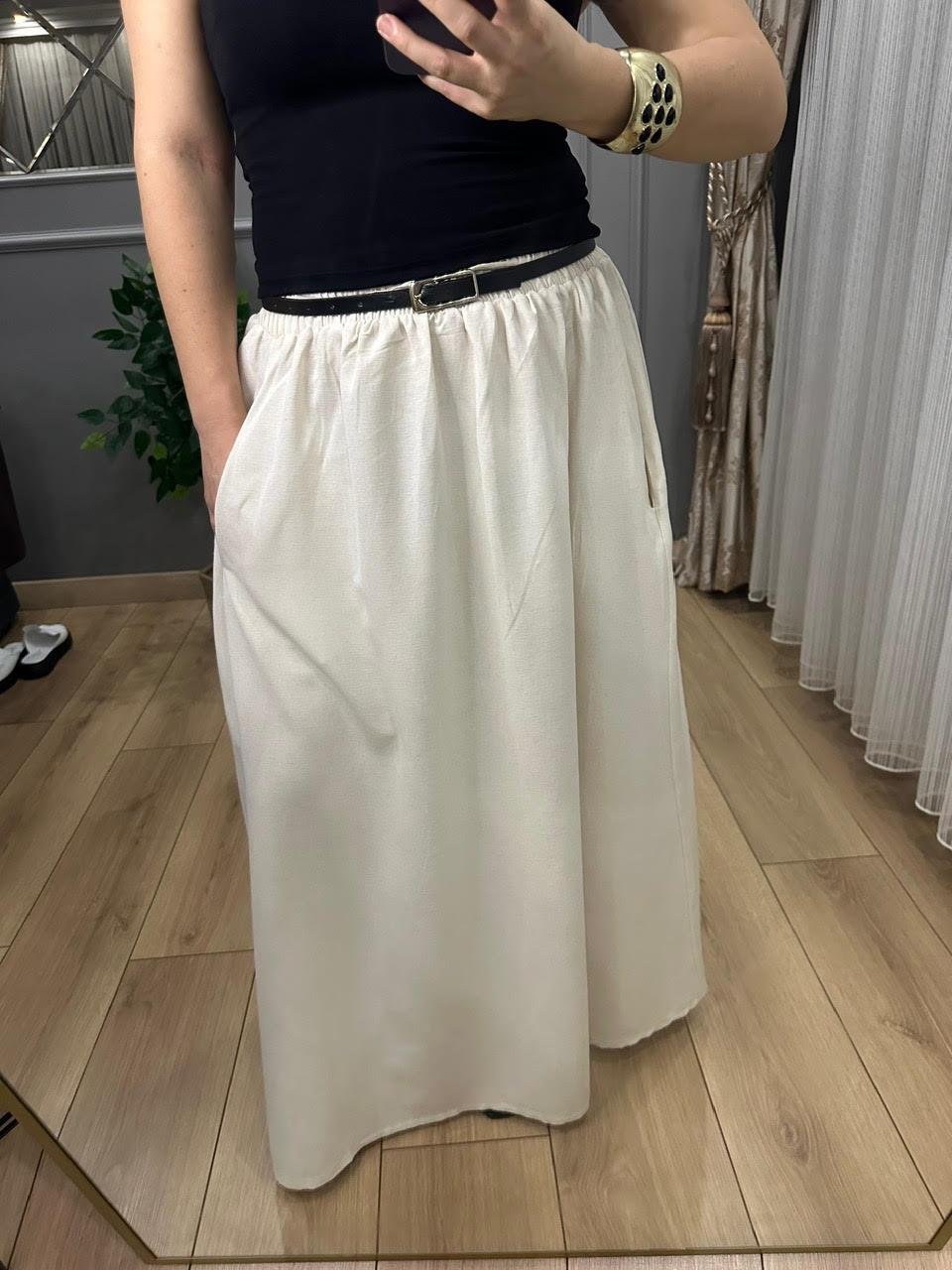 NATUREL CEPLİ UZUN ETEK