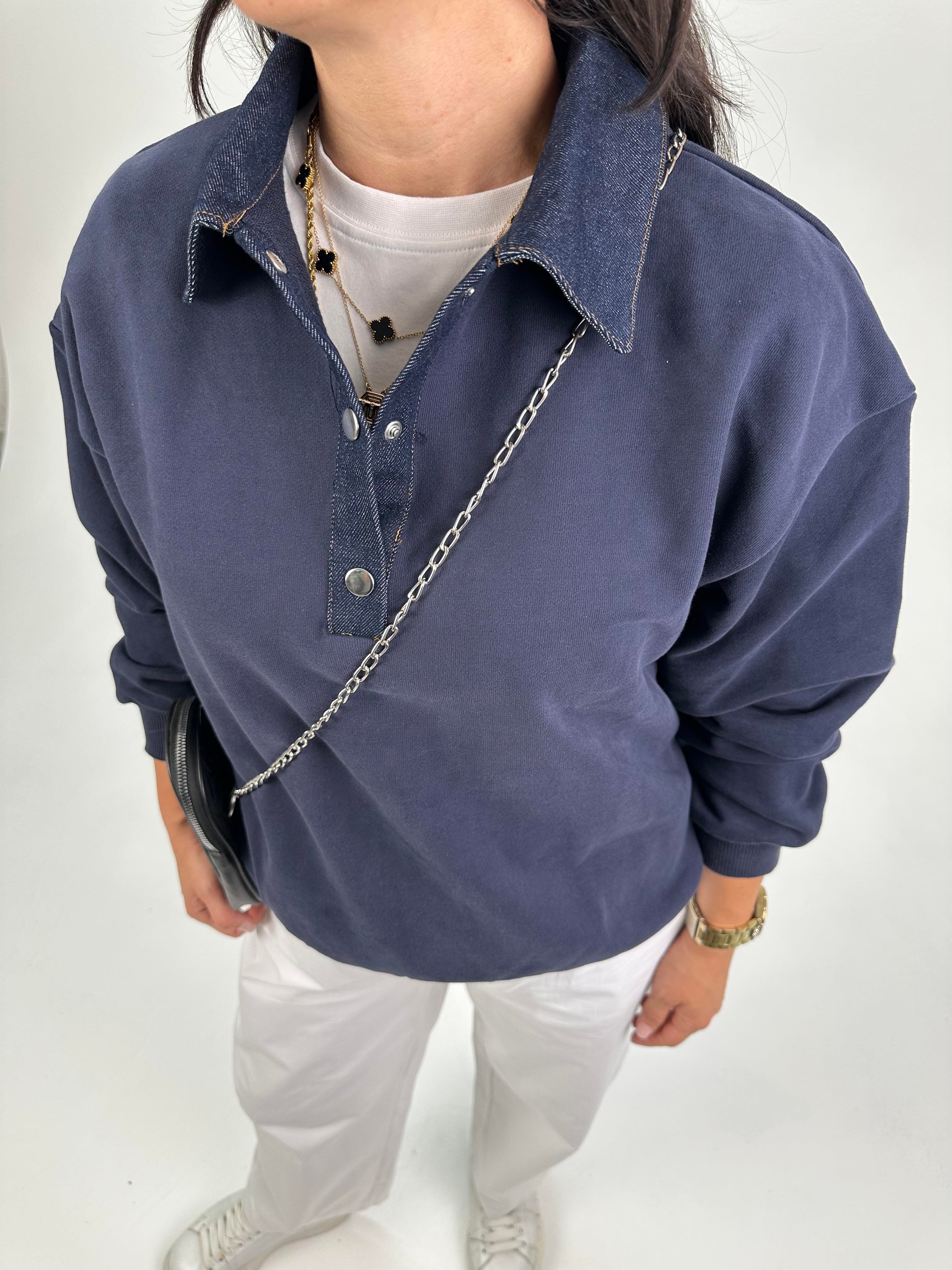 POLO KOT DETAY YAKALI LACİ SWEATSHİRT