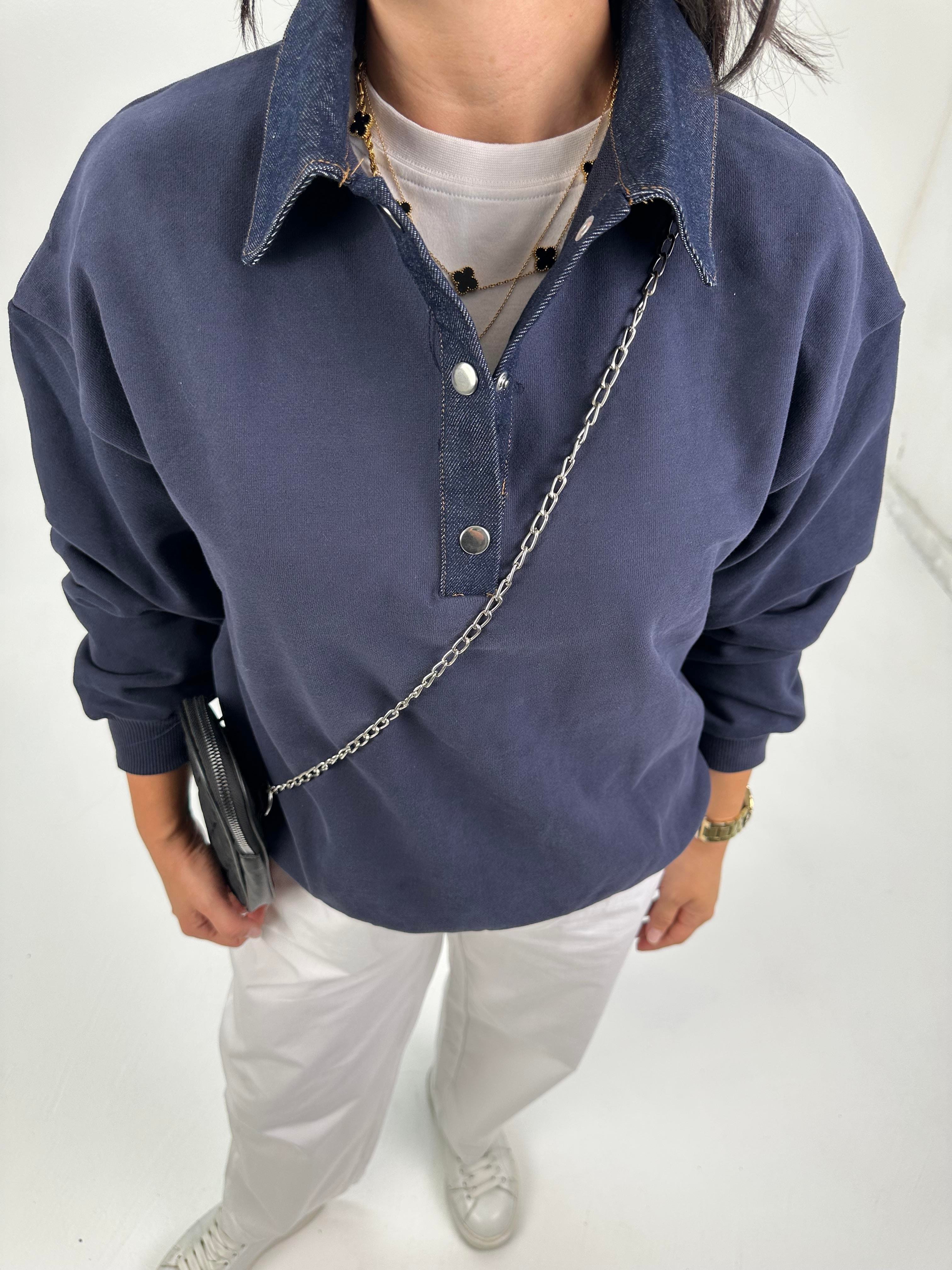 POLO KOT DETAY YAKALI LACİ SWEATSHİRT