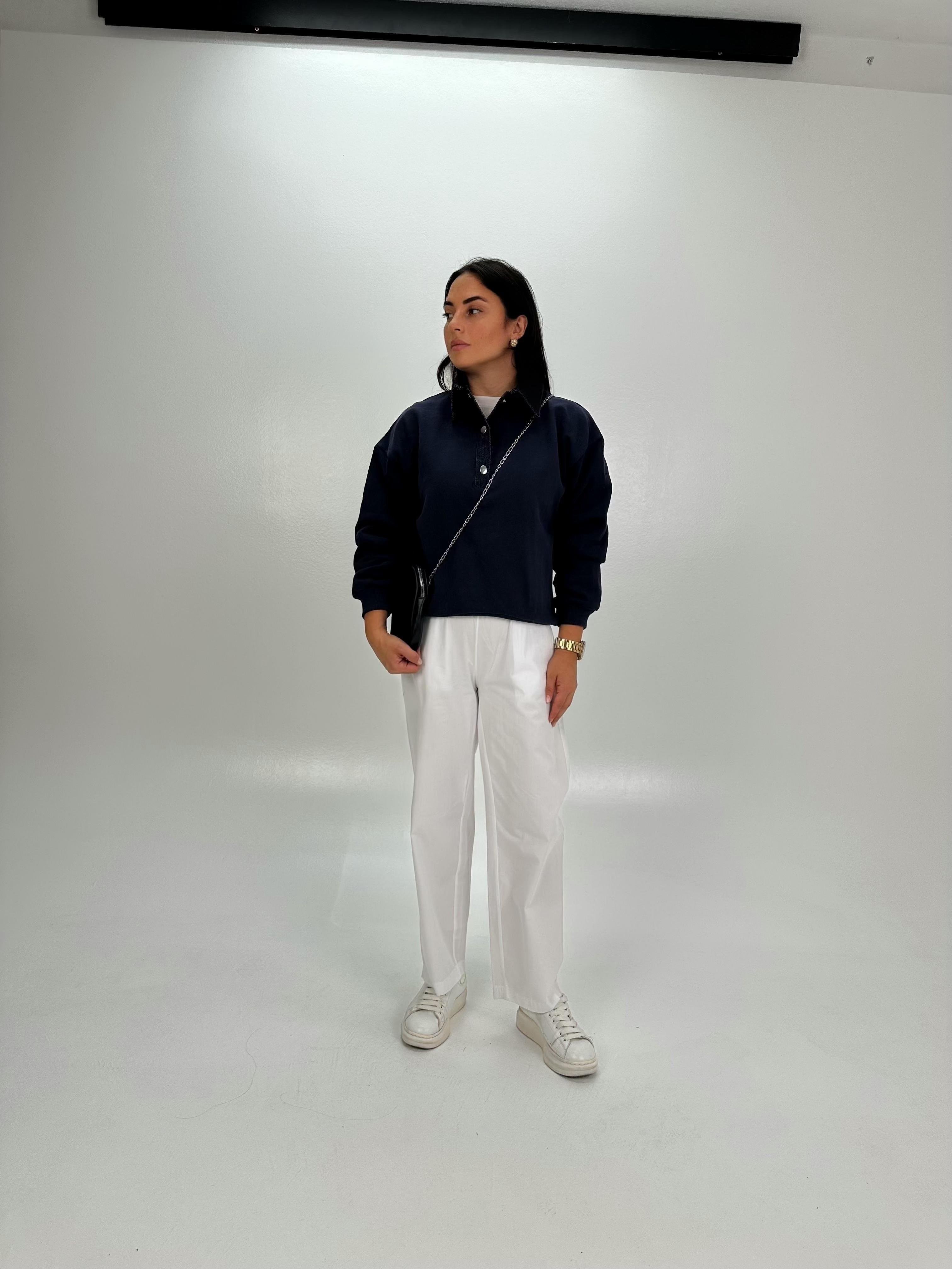 POLO KOT DETAY YAKALI LACİ SWEATSHİRT