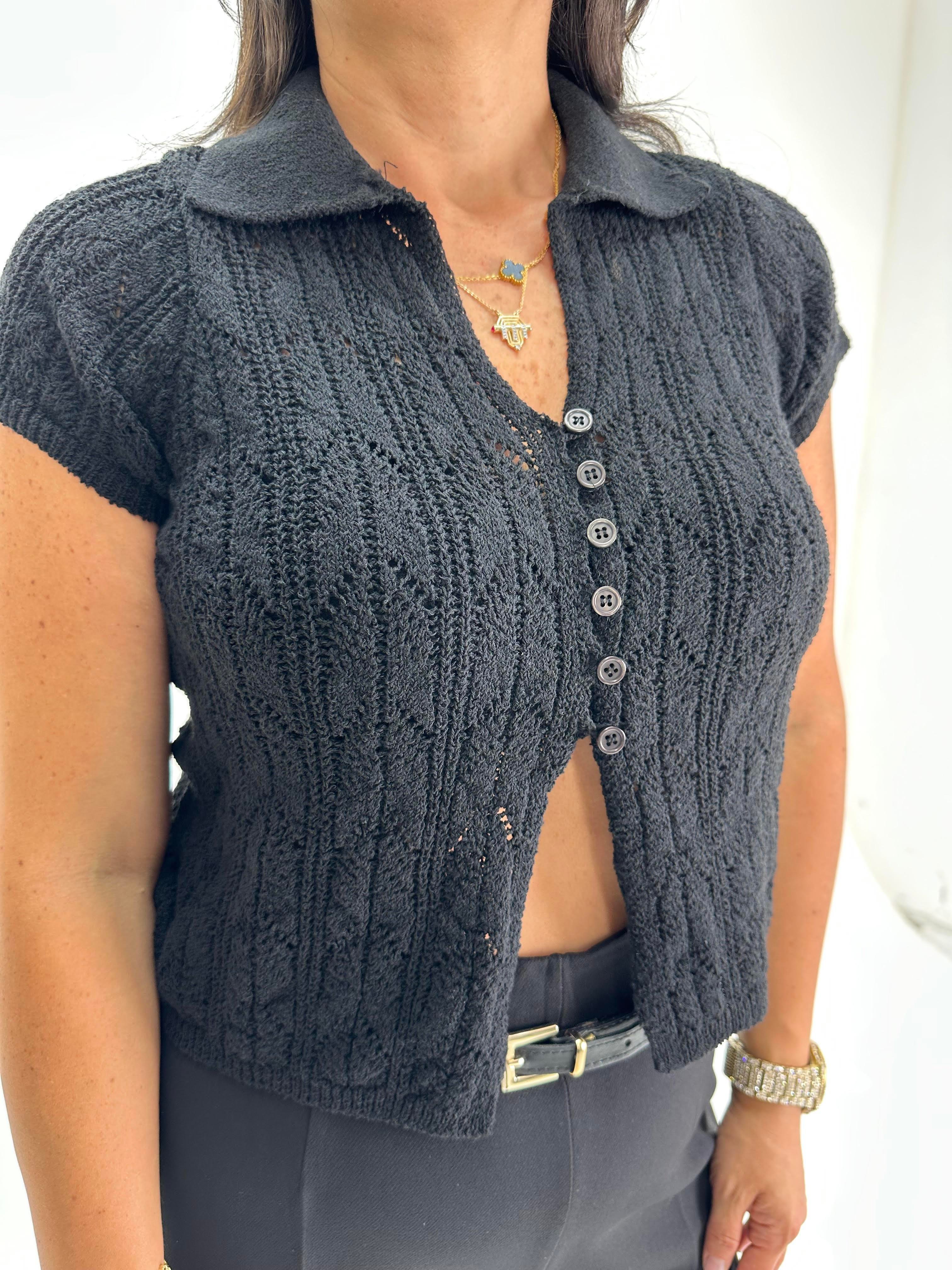 POLO YAKA SİYAH MERSERİZE TRİKO