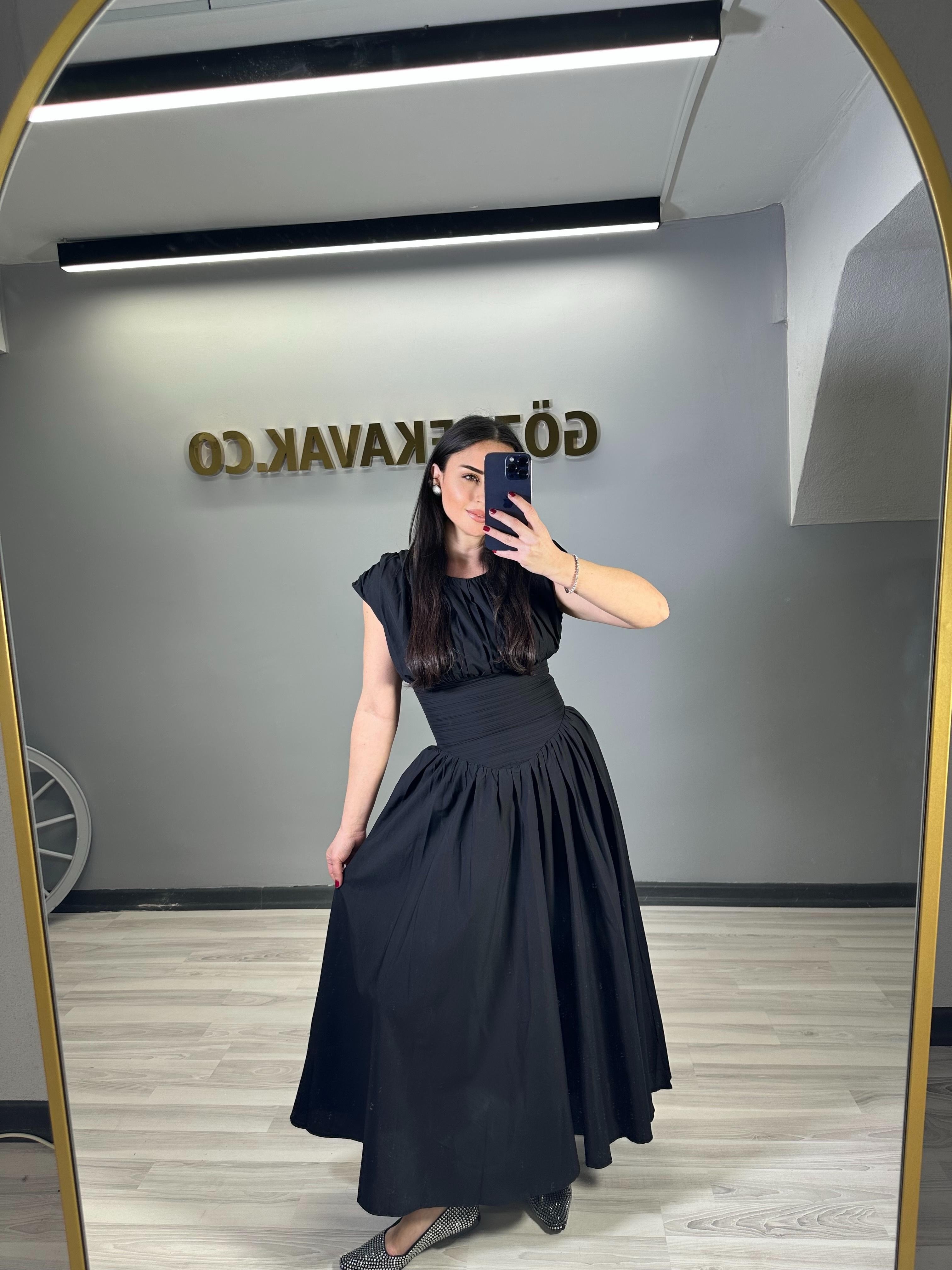 SİYAH DRAPELİ DAVİD ELBİSE