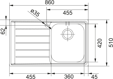 Franke Inox Neptun Nex 611 Tek Gözlü Eviye + Actıve Plus Doccıa Krom Armatür