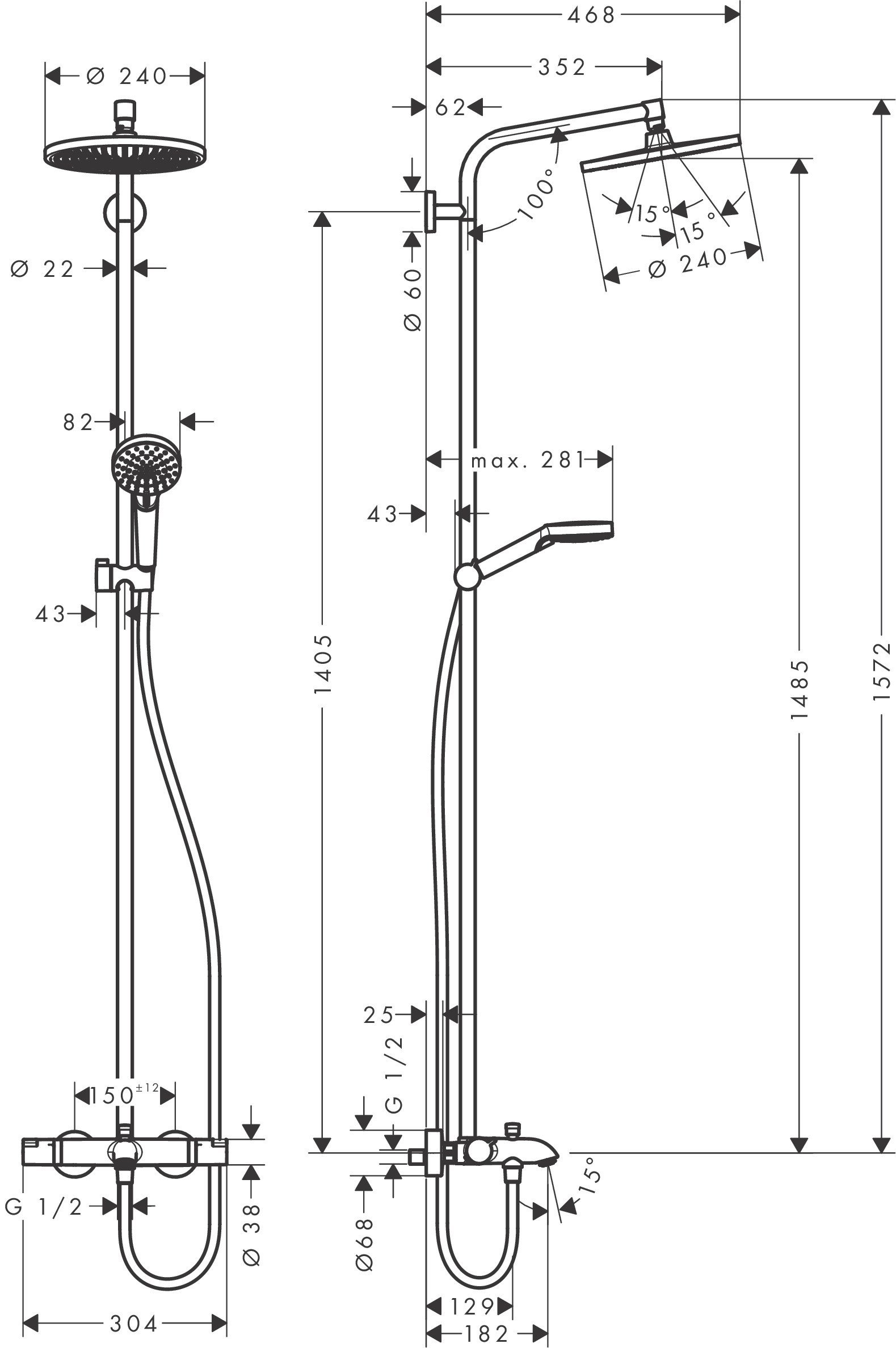 HansGrohe Crometta 1 Jet Batrayalı Duş Kolonu