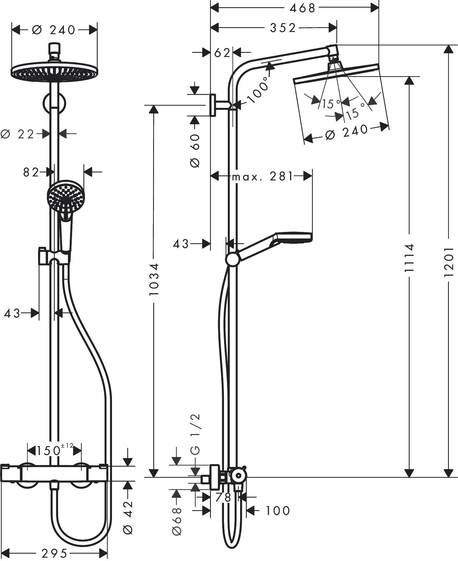 Hansgrohe Crometta 1 jet Eco Termostatlı Duş Kolunu