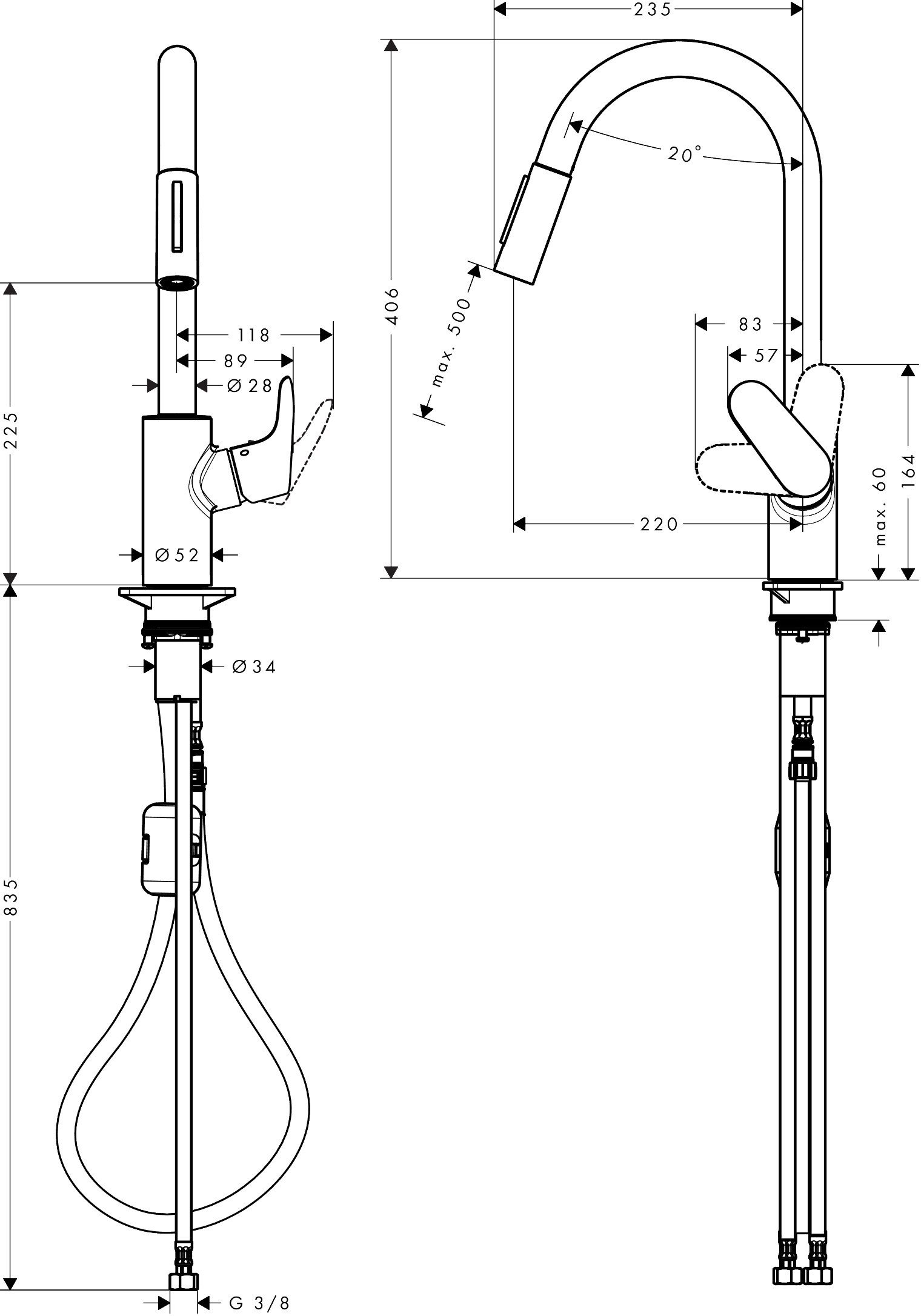 Hansgrohe Focus Mat Siyah Evye Bataryası