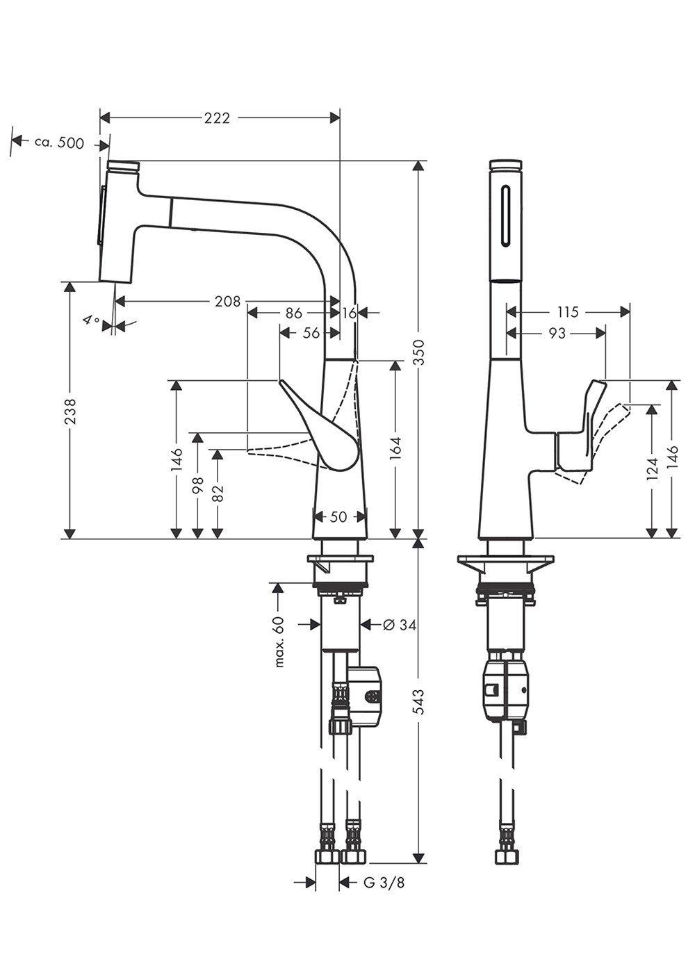 HansGrohe Metris Select Krom Eviye Bataryası