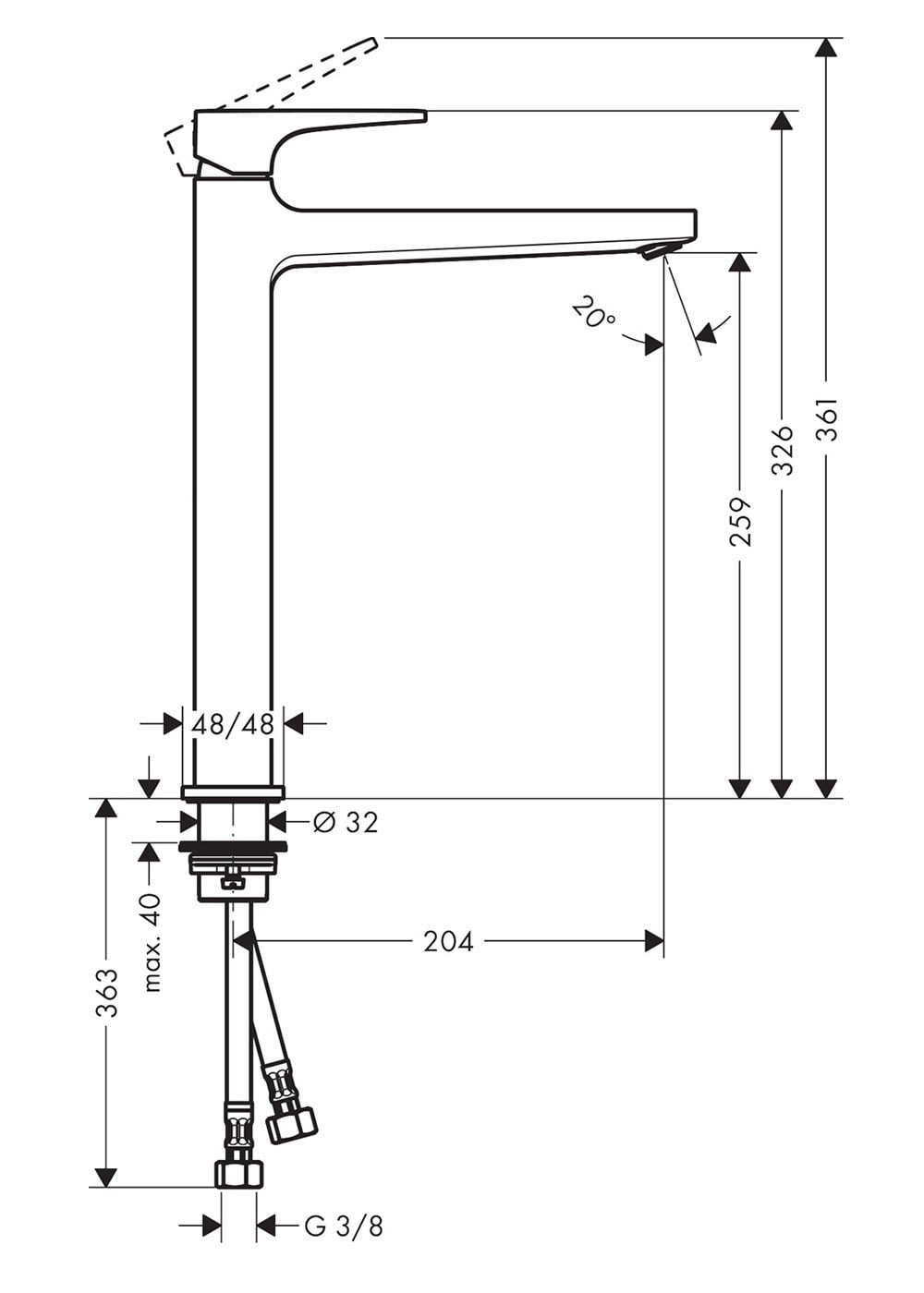 Hansgrohe Metropol Tek Kollu Yüksek Lavabo Bataryası