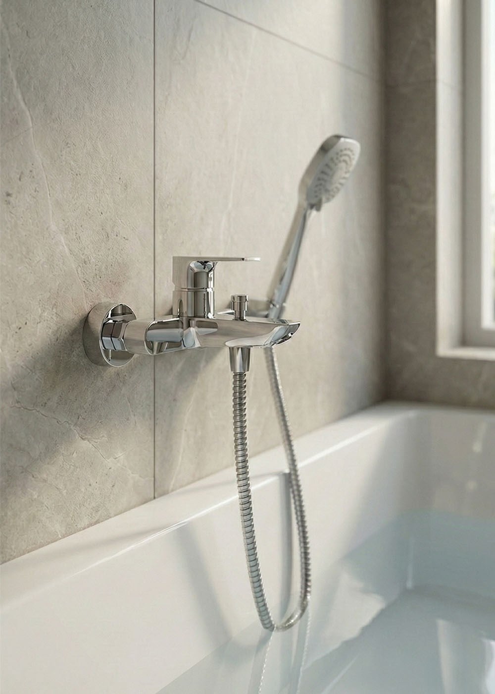 Hansgrohe Rebris E Tek Kollu Banyo Bataryası