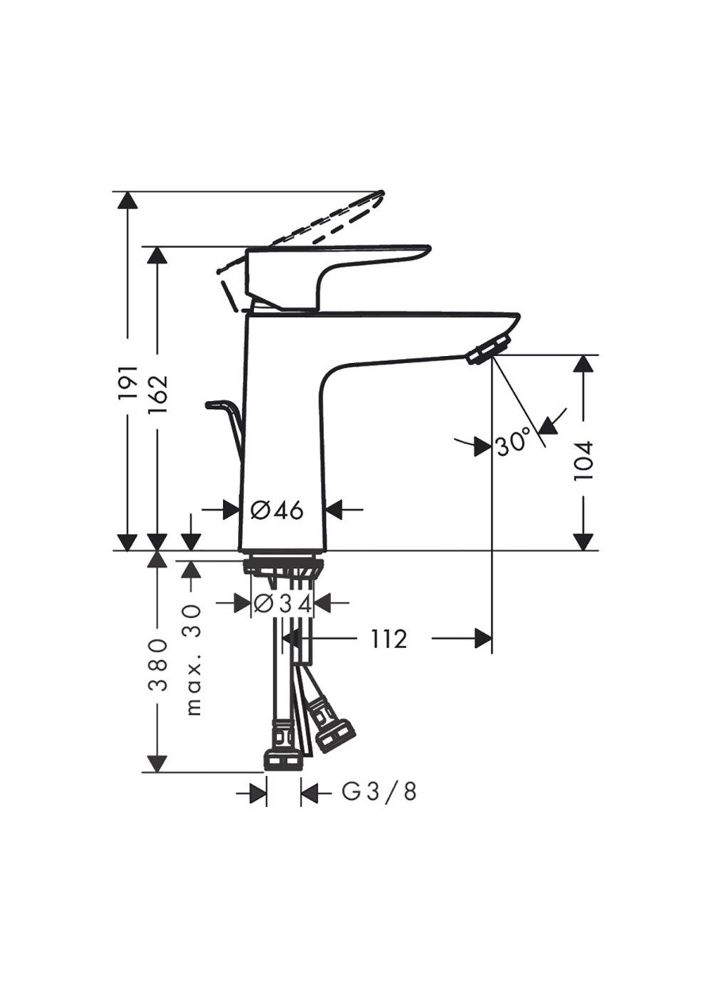 Hansgrohe Talis E Tek Kollu Lavabo Bataryası