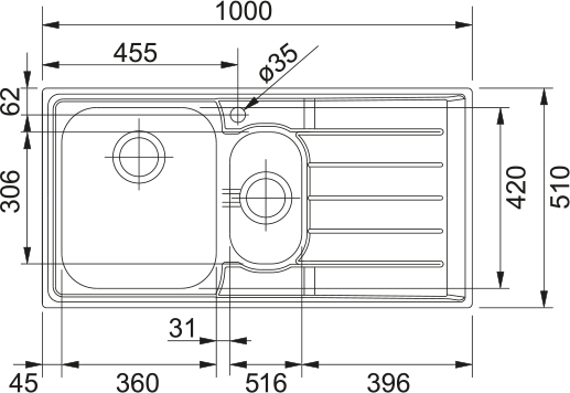 Inox Neptun Nex 651 1.5 Gözlü Eviye Sağ + Actıve Plus Doccıa Krom Armatür