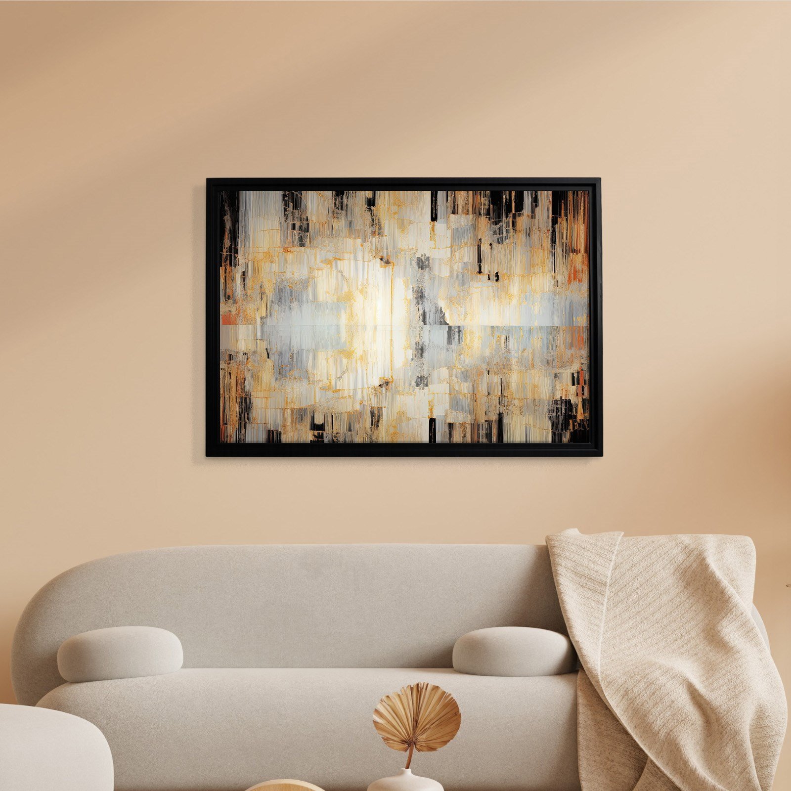 Altın Akış – Gold, Siyah ve Gri Modern Soyut Kanvas Tablo