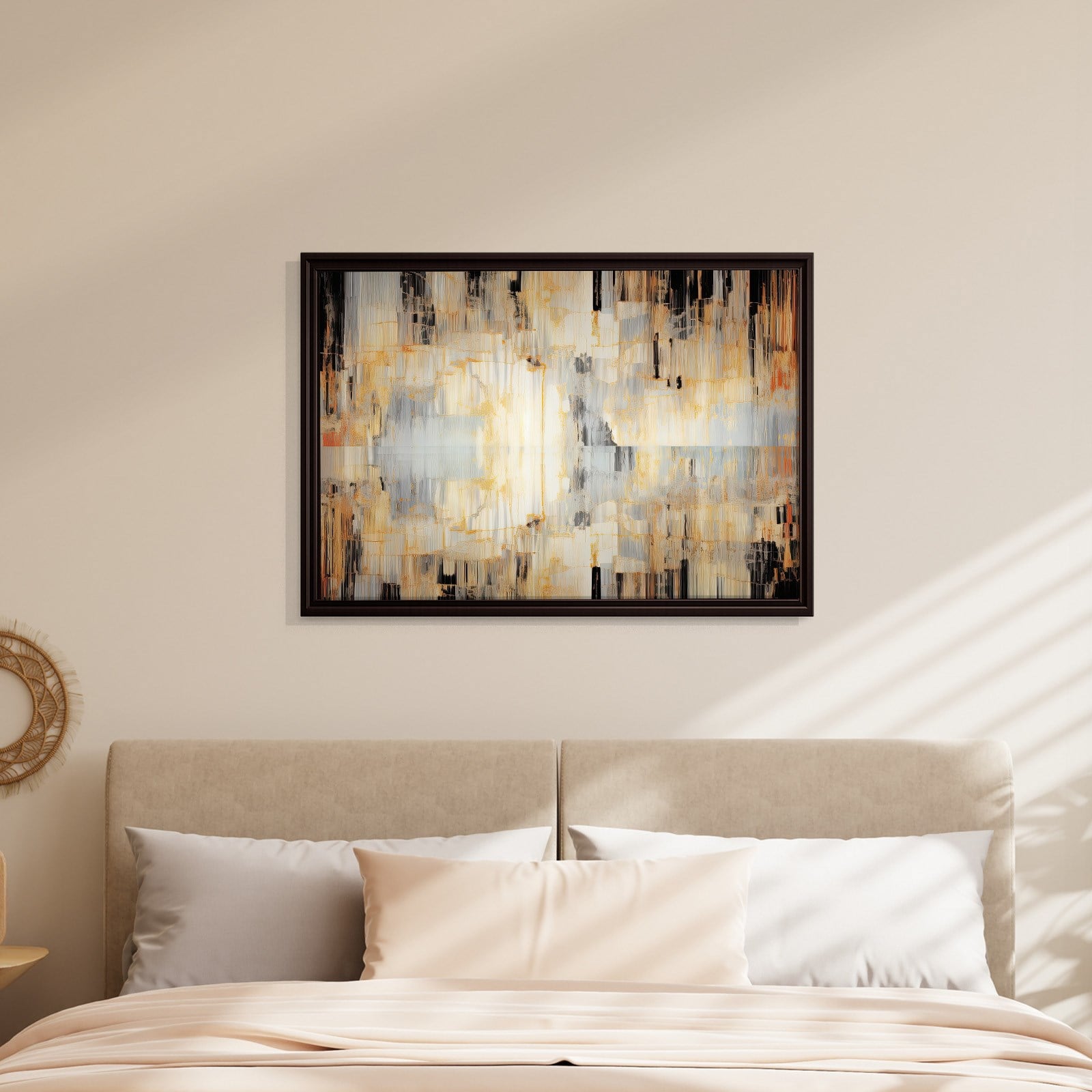 Altın Akış – Gold, Siyah ve Gri Modern Soyut Kanvas Tablo