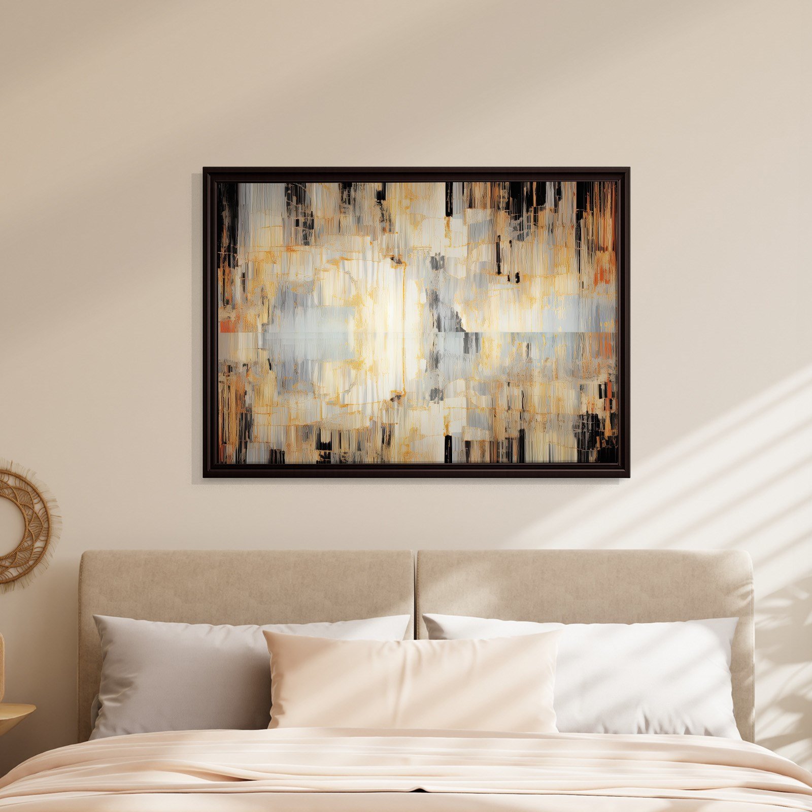 Altın Akış – Gold, Siyah ve Gri Modern Soyut Kanvas Tablo