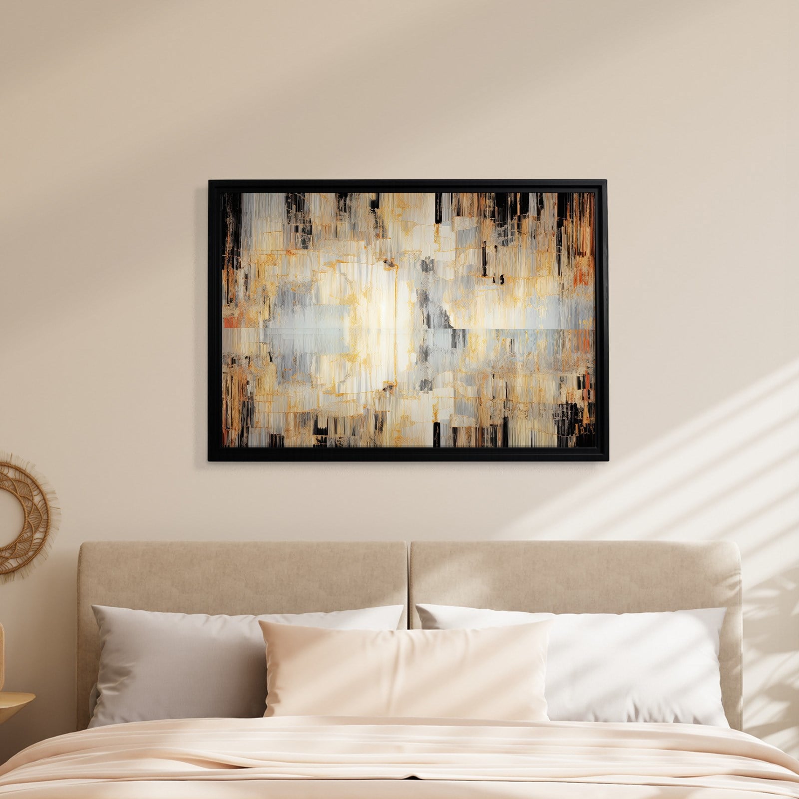 Altın Akış – Gold, Siyah ve Gri Modern Soyut Kanvas Tablo