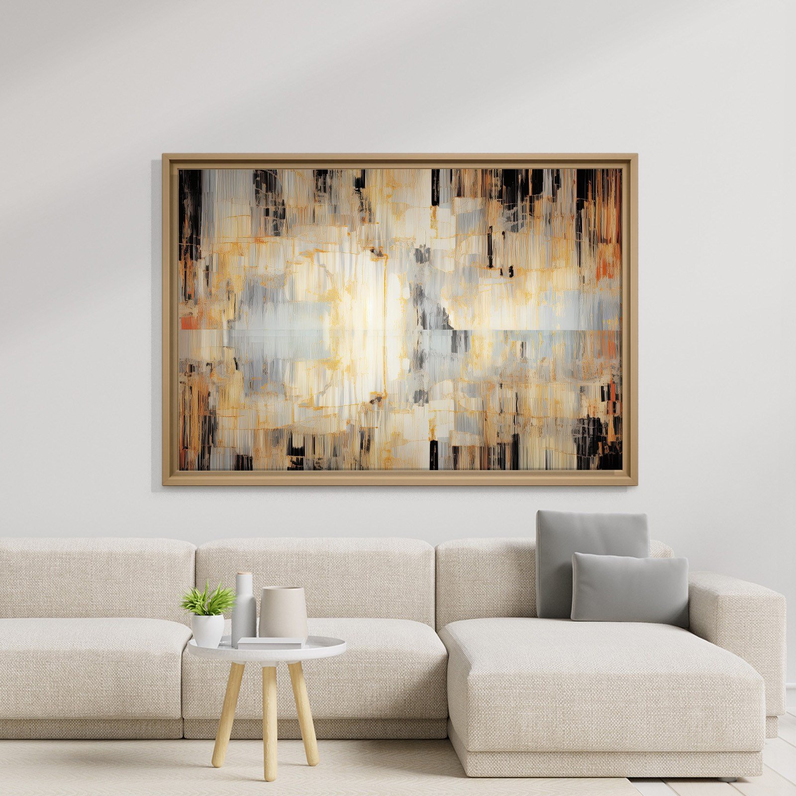Altın Akış – Gold, Siyah ve Gri Modern Soyut Kanvas Tablo