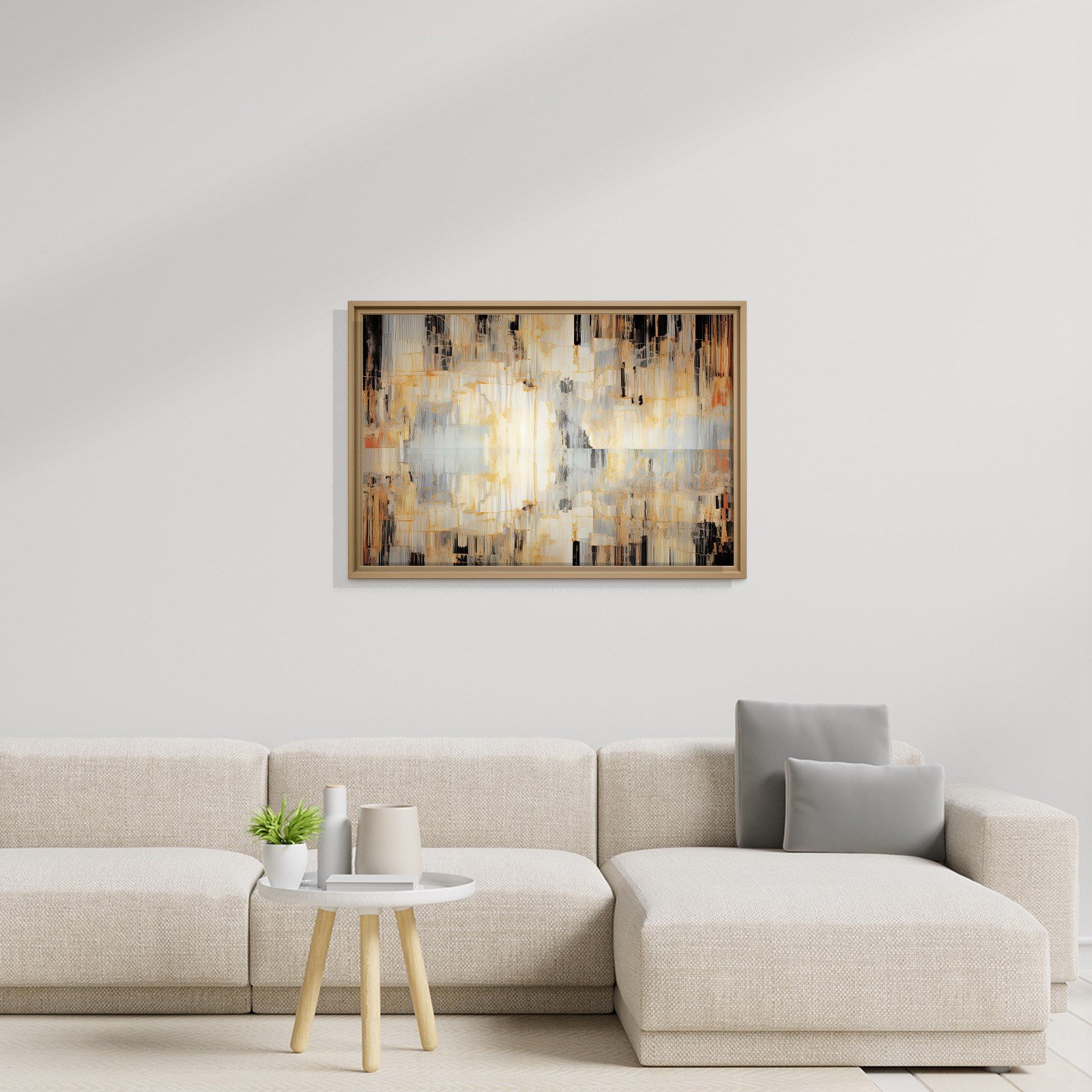 Altın Akış – Gold, Siyah ve Gri Modern Soyut Kanvas Tablo