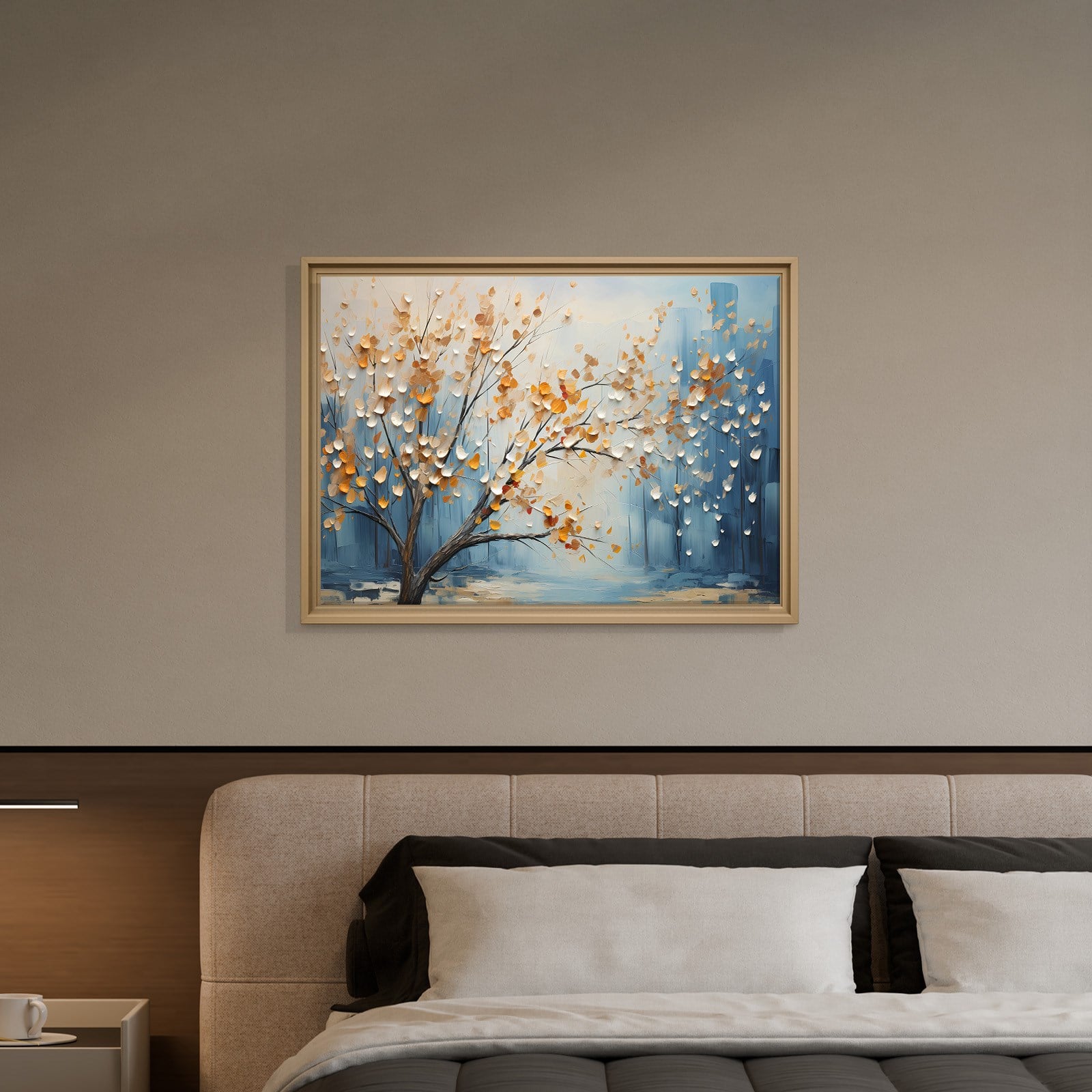Altın Yapraklı Hayat Ağacı Kanvas Tablo | Modern Premium Çiçekli Duvar Sanatı