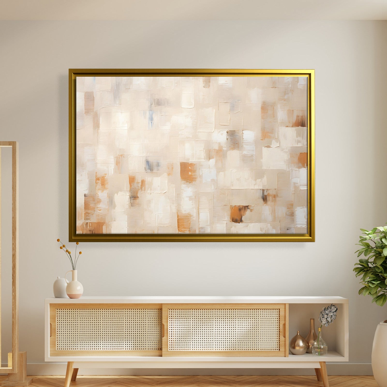 Bej Krem Soyut Tablo | Modern Minimalist Kanvas Tablo