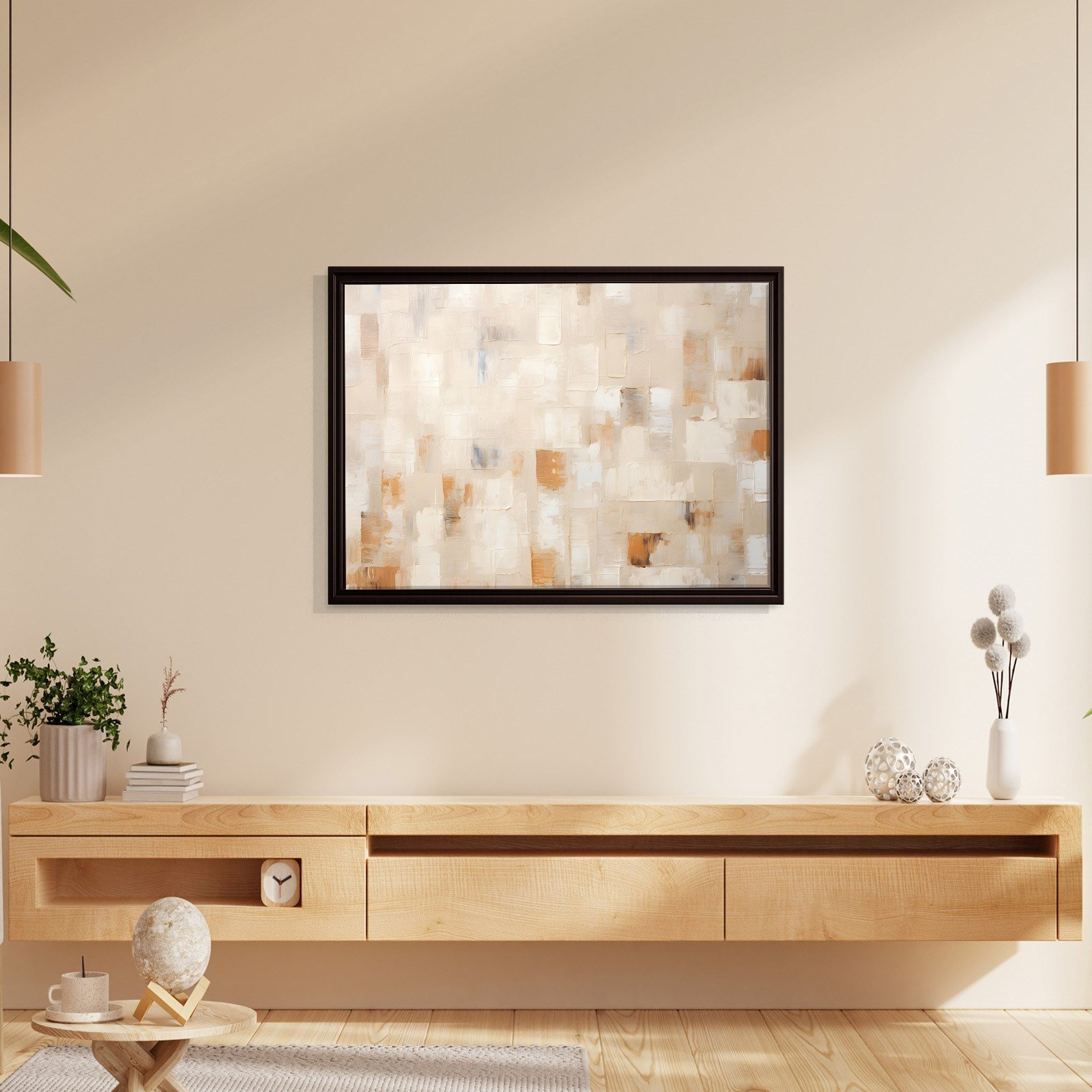 Bej Krem Soyut Tablo | Modern Minimalist Kanvas Tablo