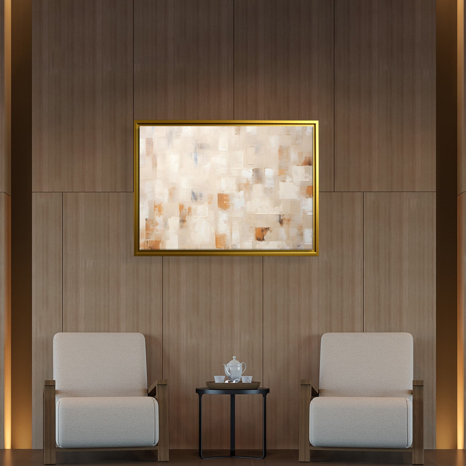 Bej Krem Soyut Tablo | Modern Minimalist Kanvas Tablo