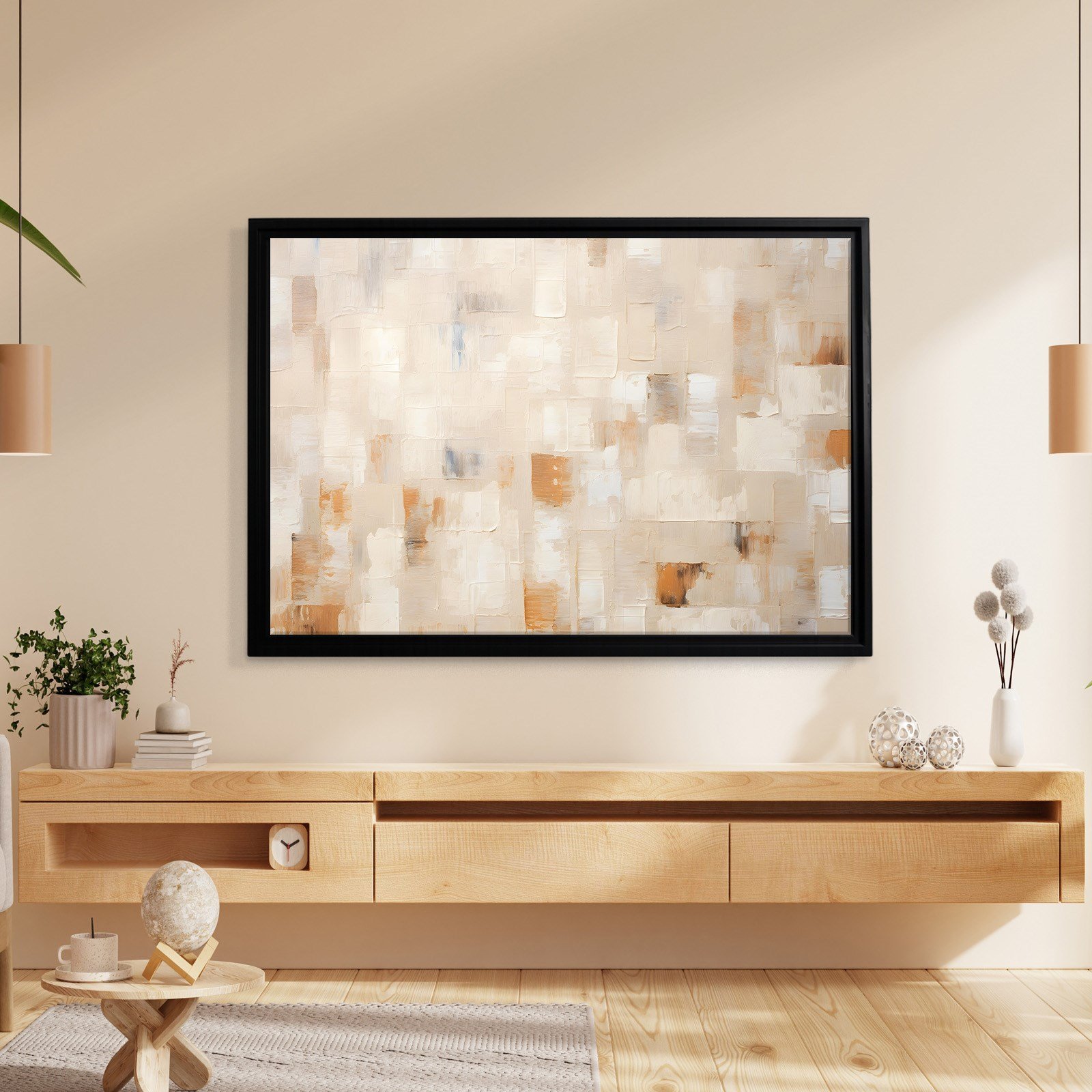Bej Krem Soyut Tablo | Modern Minimalist Kanvas Tablo