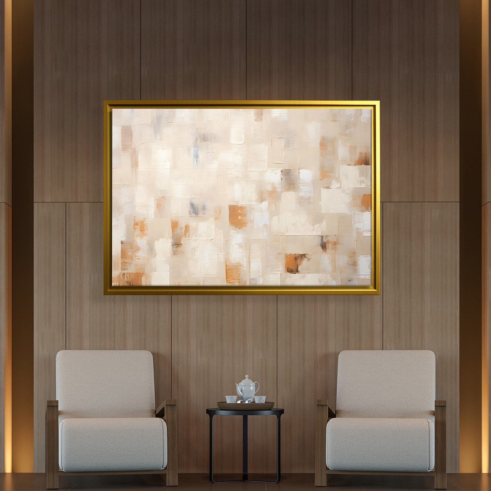 Bej Krem Soyut Tablo | Modern Minimalist Kanvas Tablo